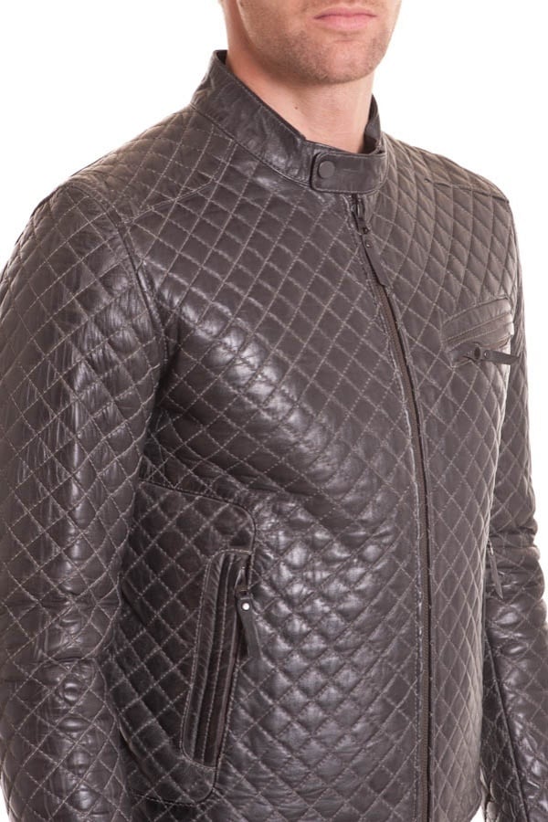 Men's Gray Leather Jacket Serge Pariente - Image n°5