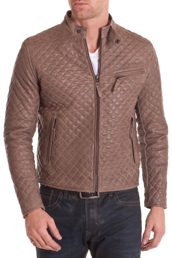 Men's leather jacket Caramel Serge Pariente - Image n°1