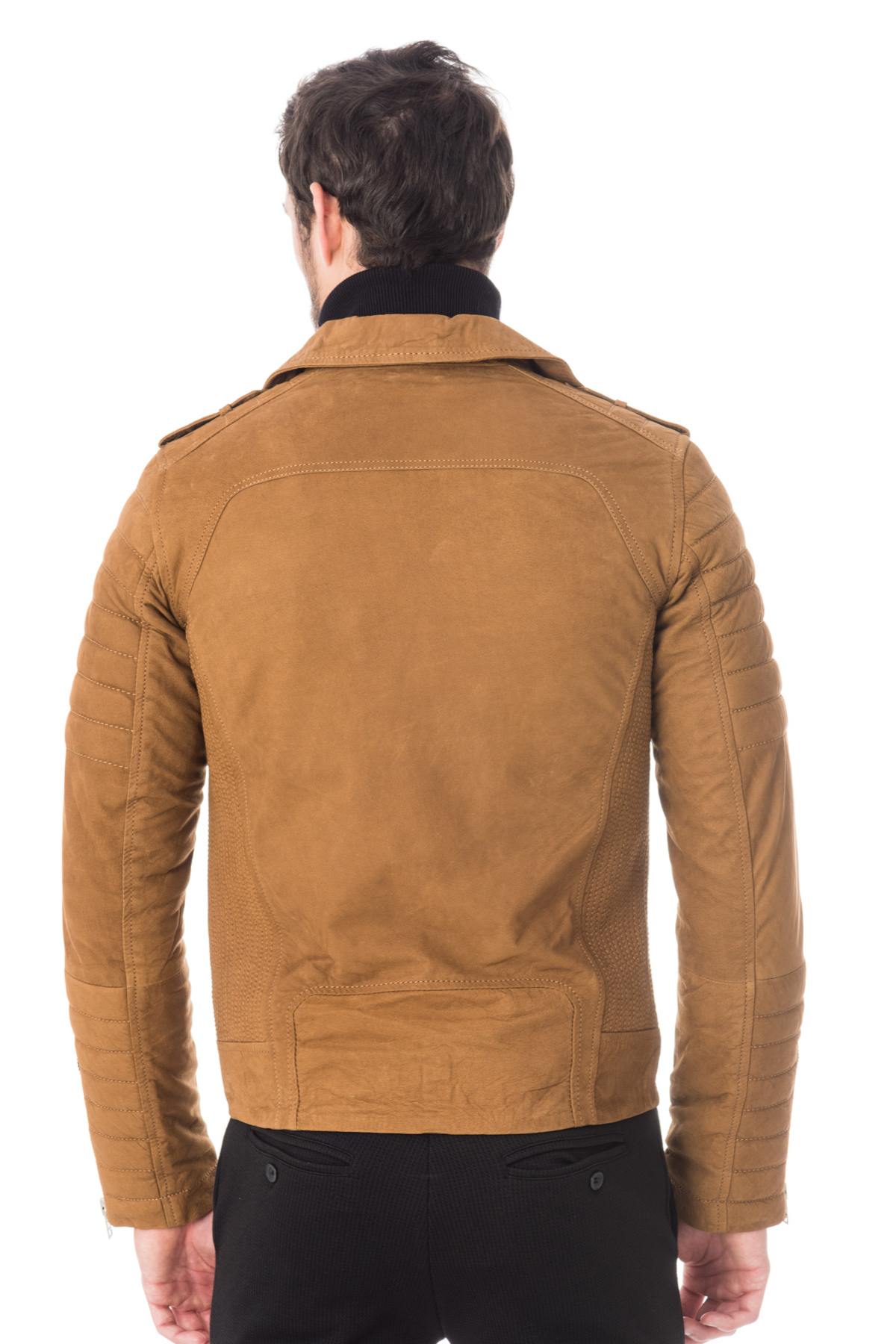 Camel nubuck buffalo leather perfecto Serge Pariente - Image n°5