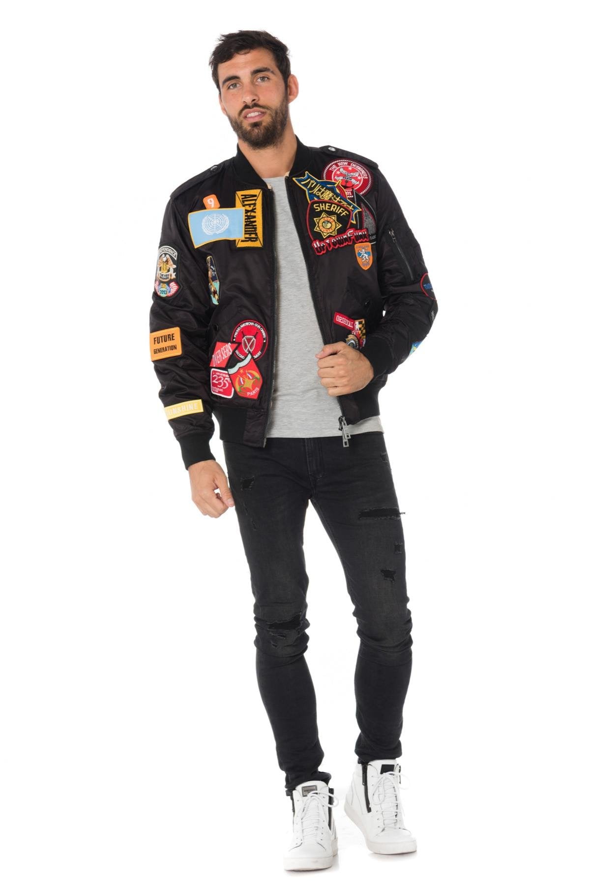 Black bomber with patches - Image n°2