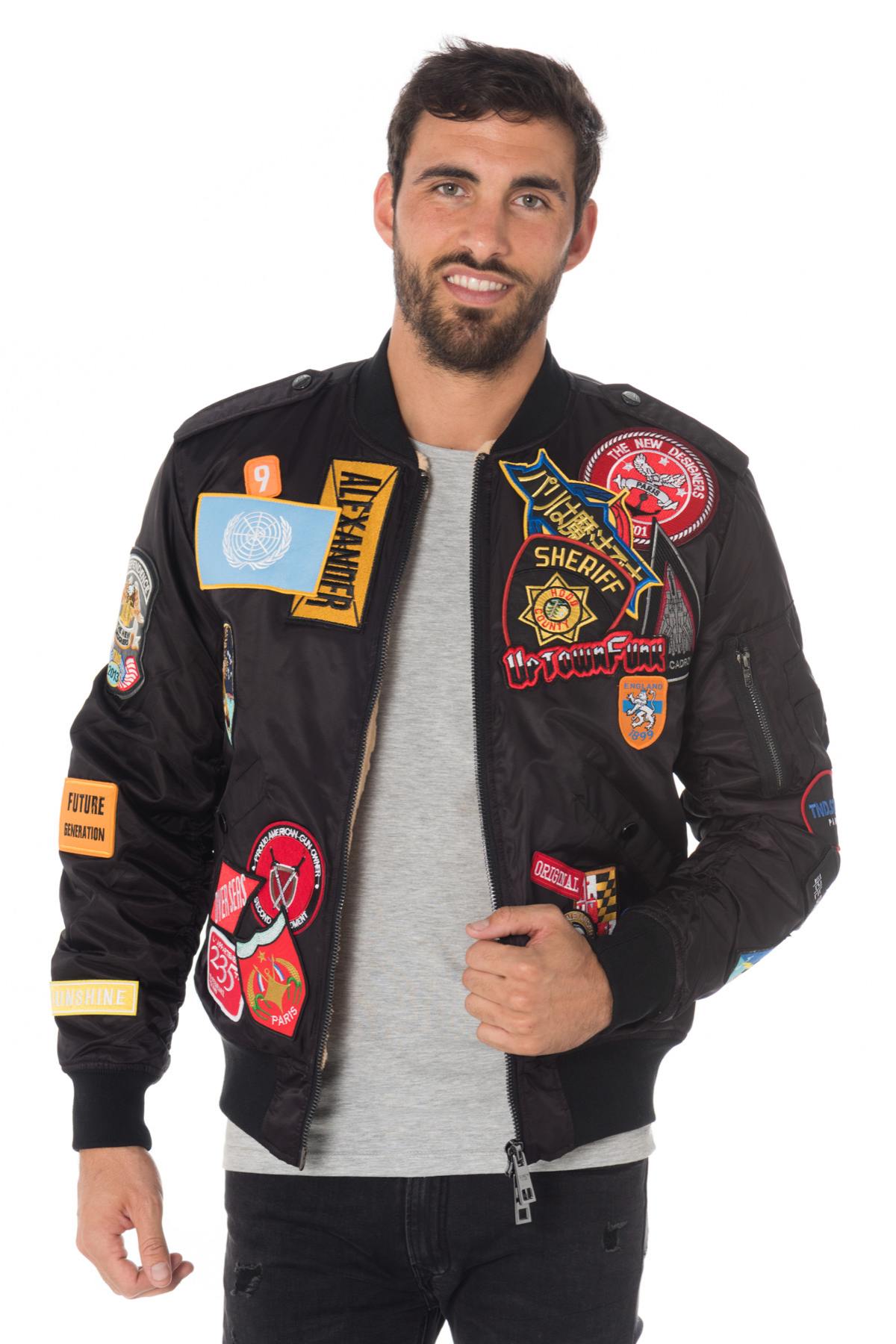 Black bomber with patches - Image n°1