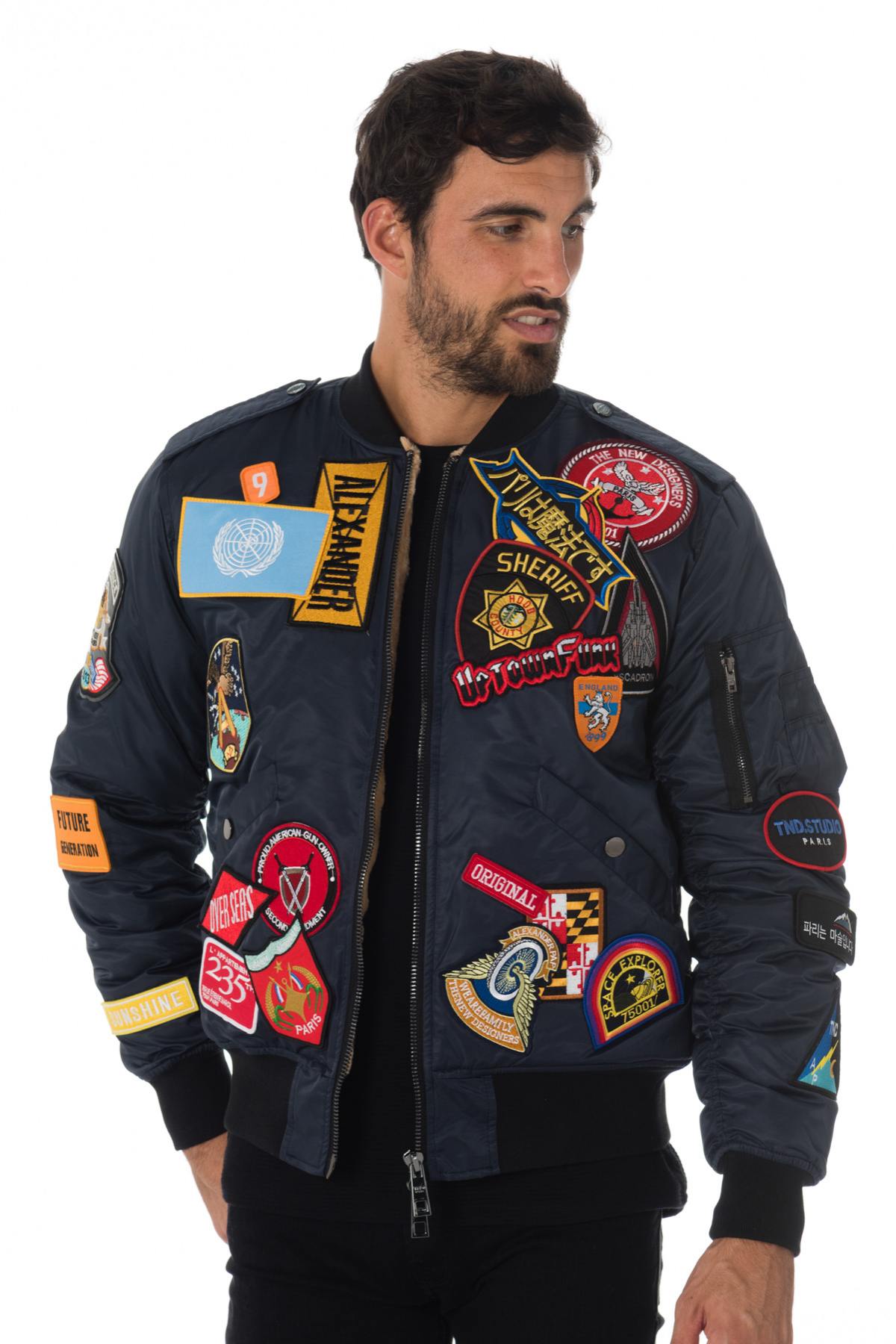 Navy blue bomber jacket with The New Designers patches - Image n°3