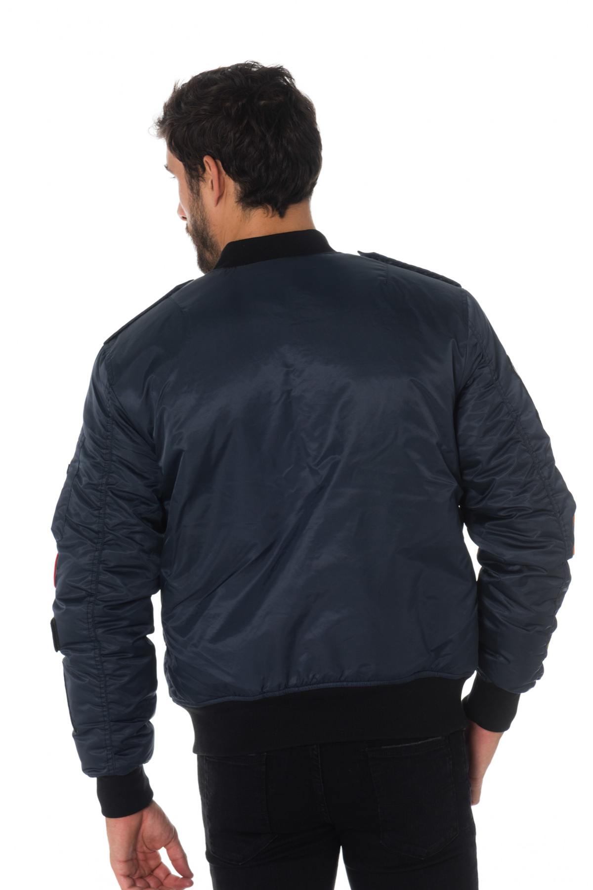 Navy blue bomber jacket with The New Designers patches - Image n°5