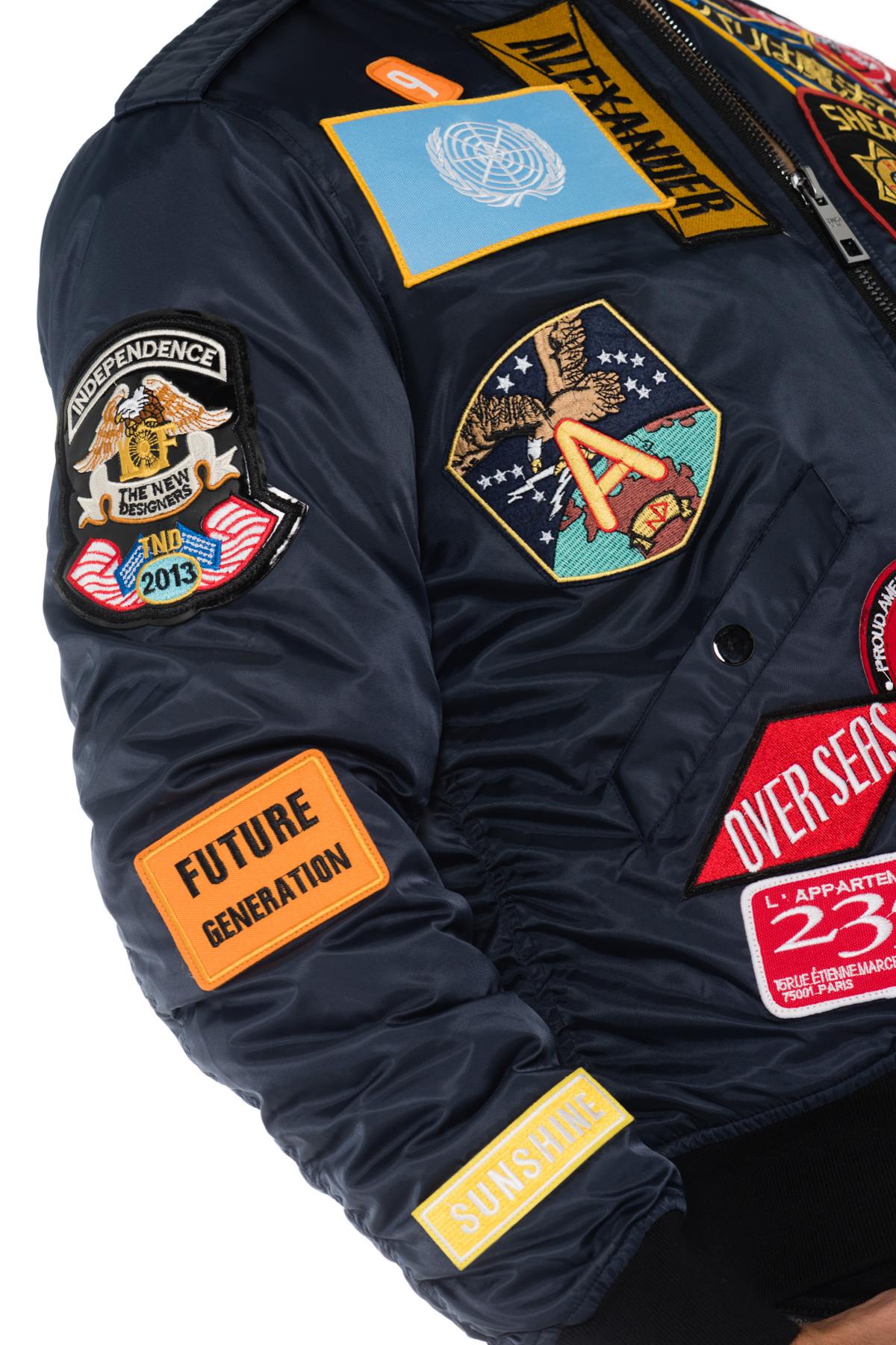 Navy blue bomber jacket with The New Designers patches - Image n°7