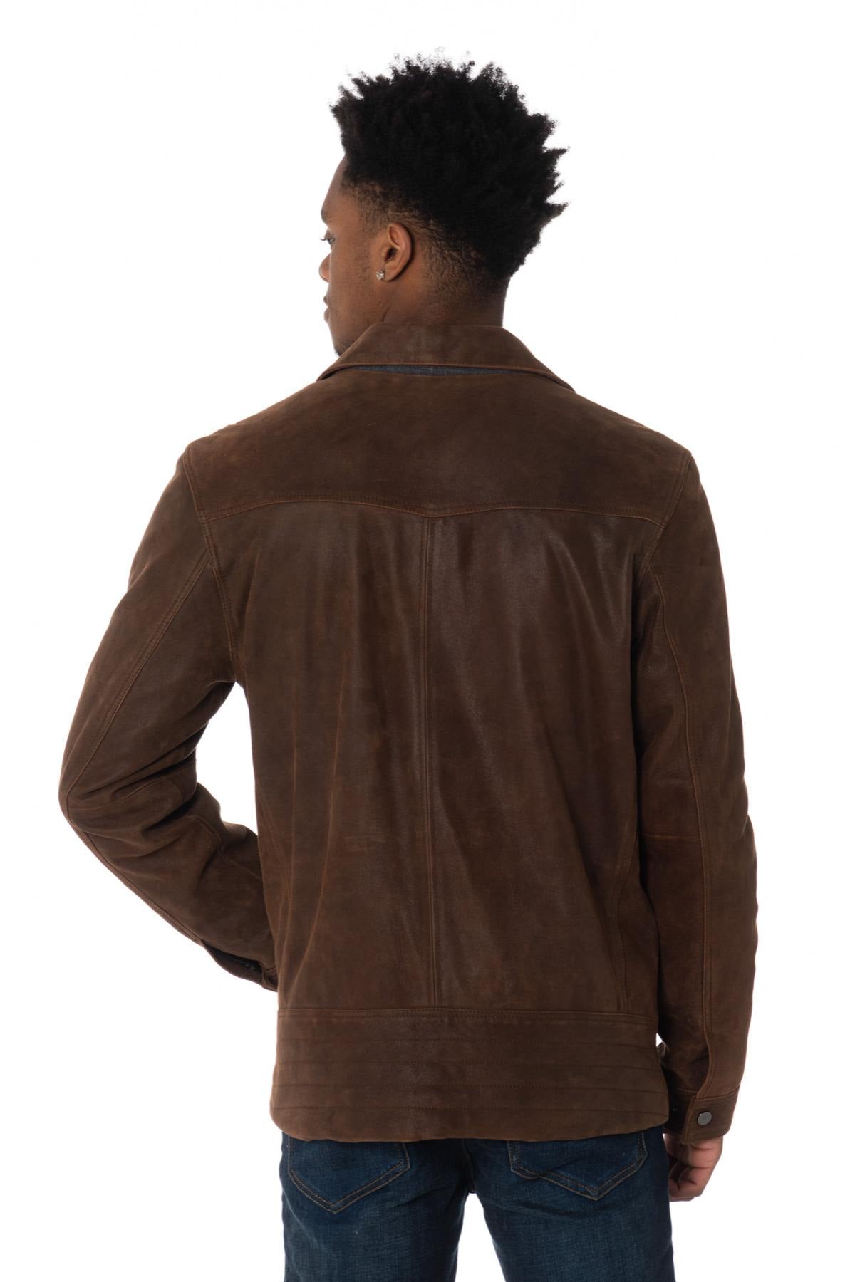 Brown lambskin leather jacket - Image n°12