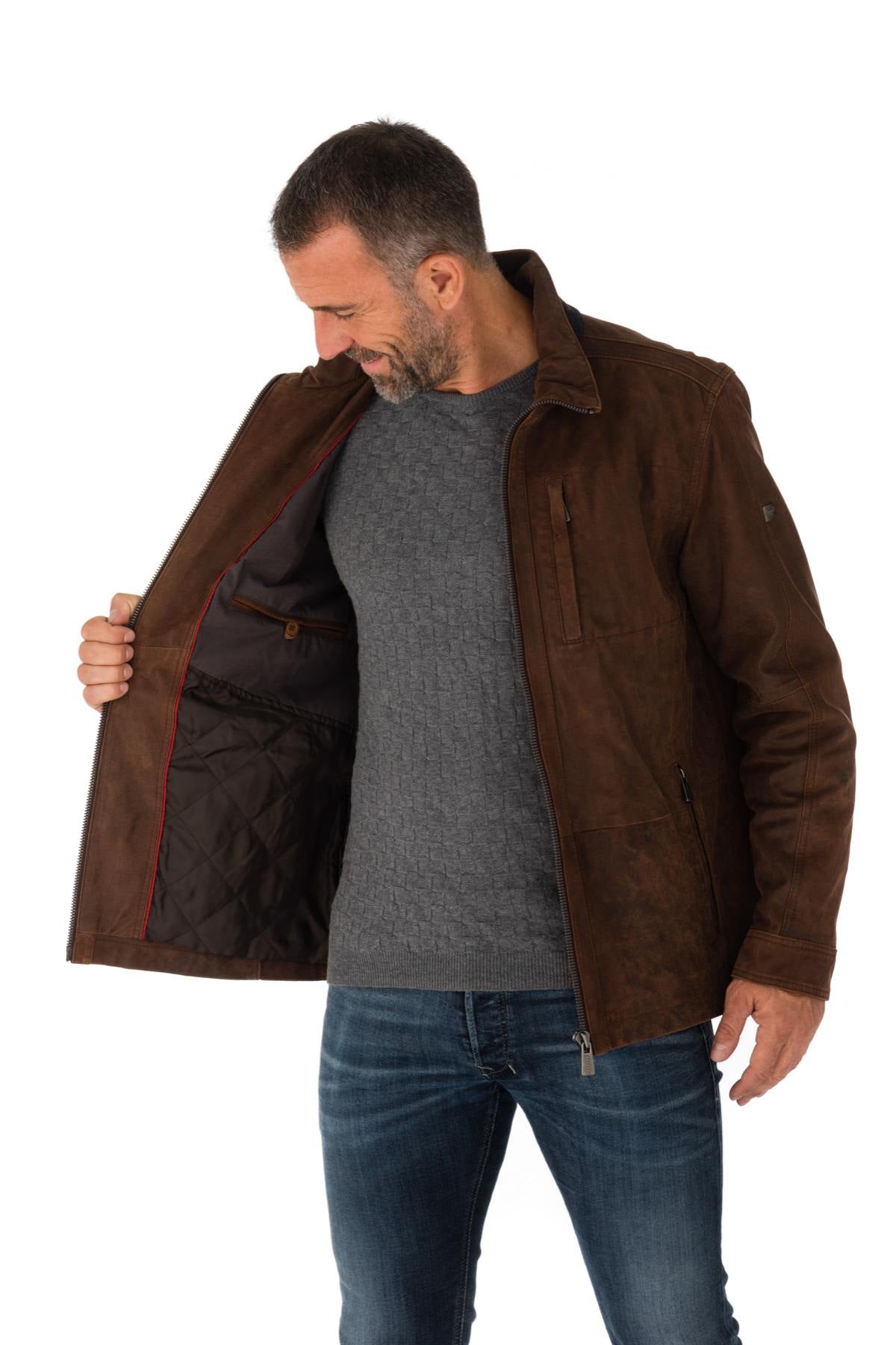 Brown lambskin leather jacket - Image n°6