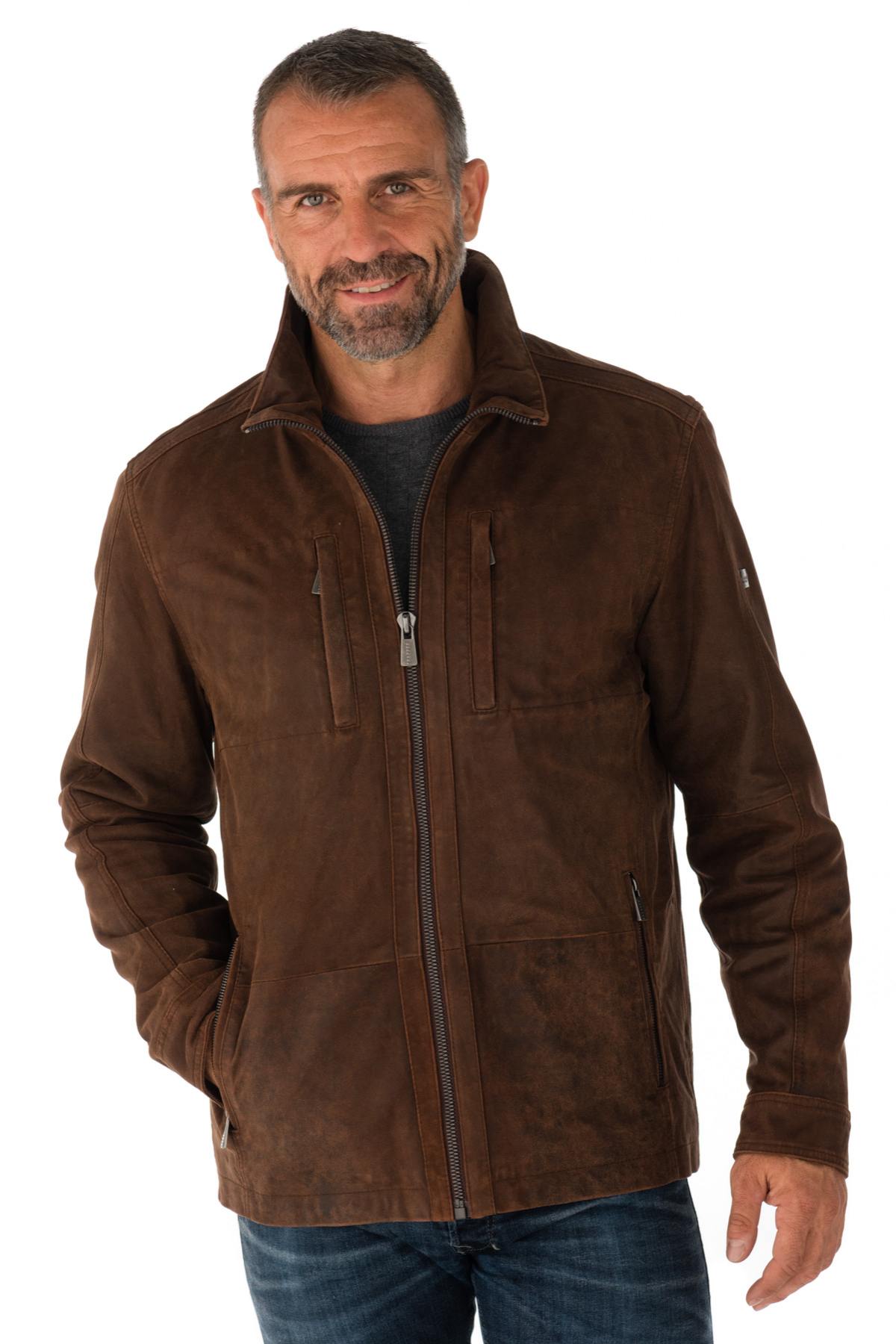 Brown lambskin leather jacket - Image n°1