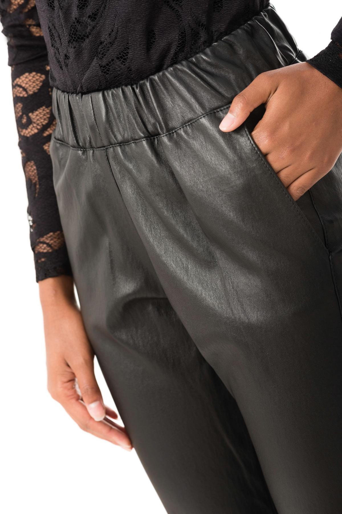 Harem pants in stretch lambskin - Image n°6