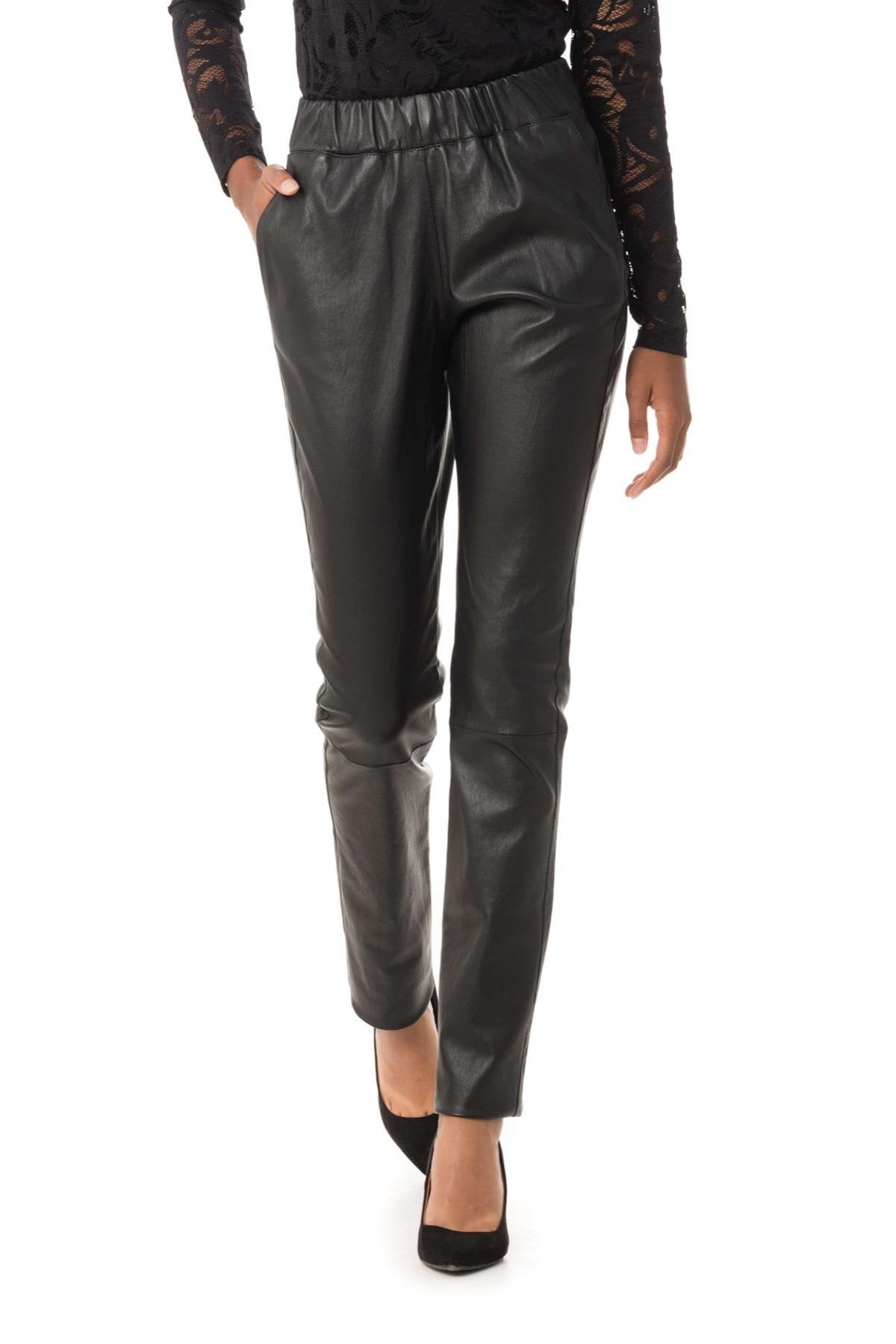 Harem pants in stretch lambskin - Image n°1