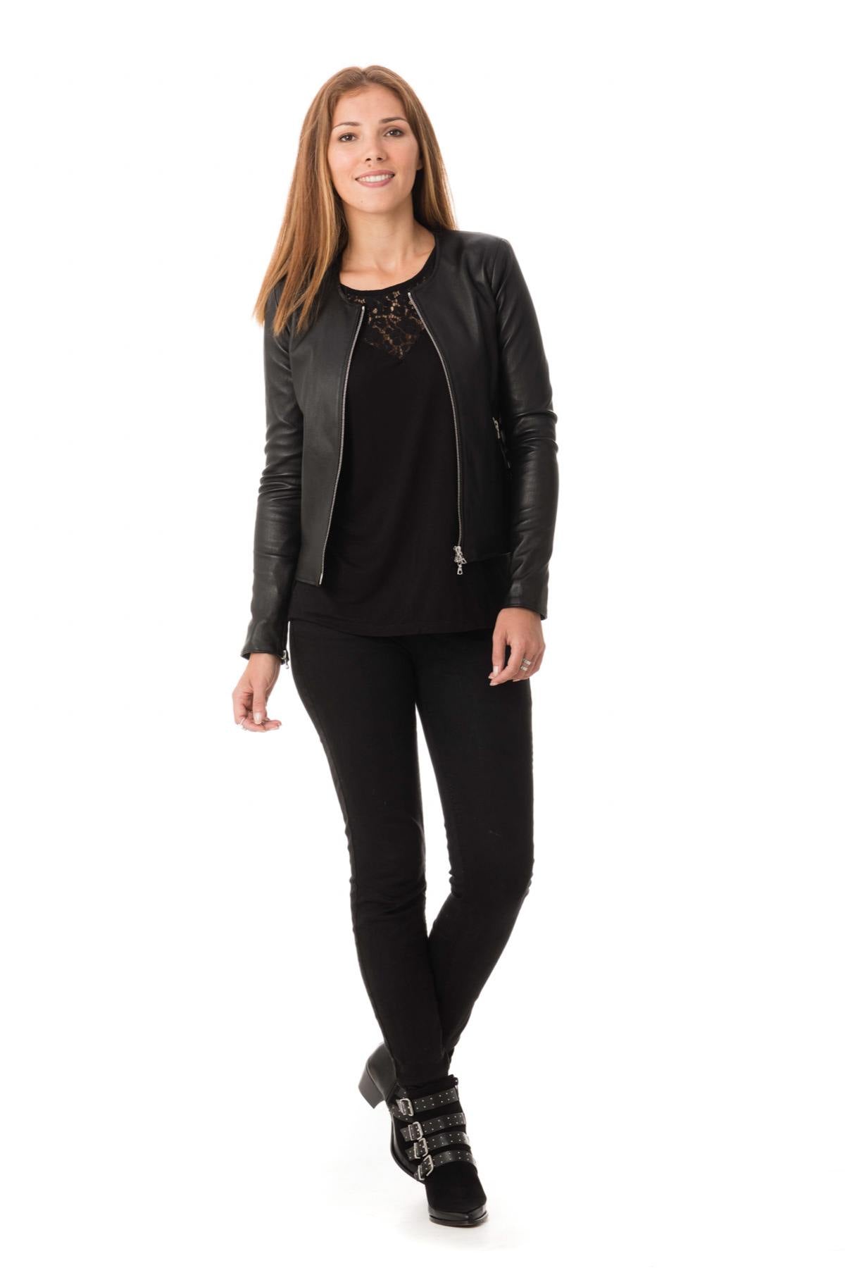 Women's black Spencer in sheepskin - Image n°5