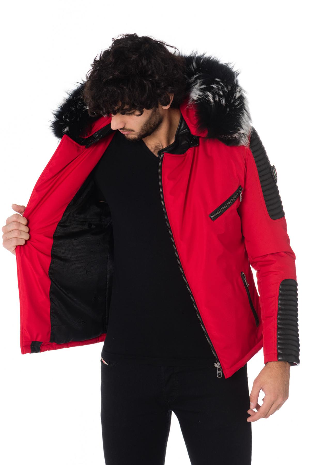 Red and black down jacket with silver Ventiuno collar - Image n°6