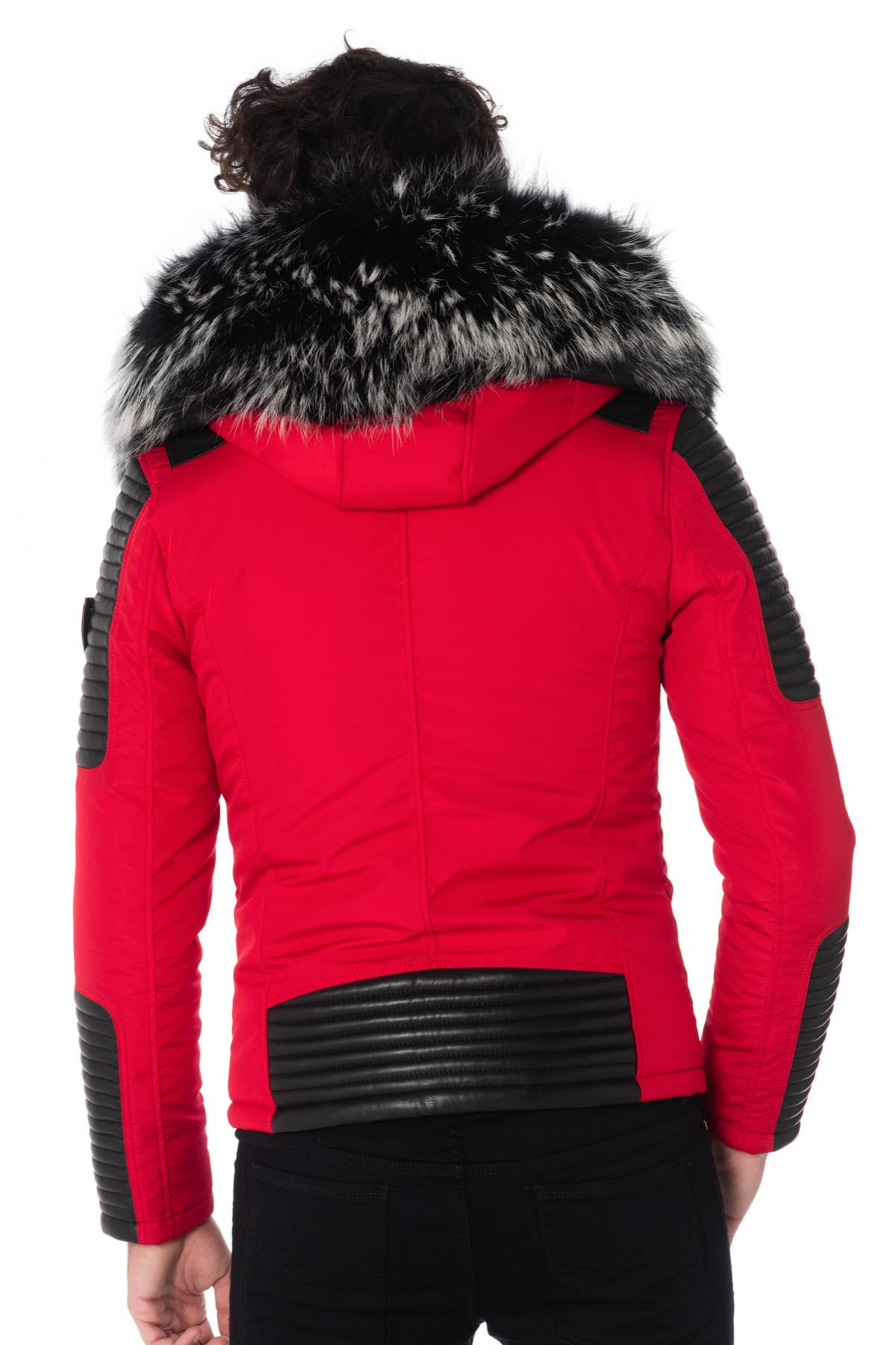 Red and black down jacket with silver Ventiuno collar - Image n°4