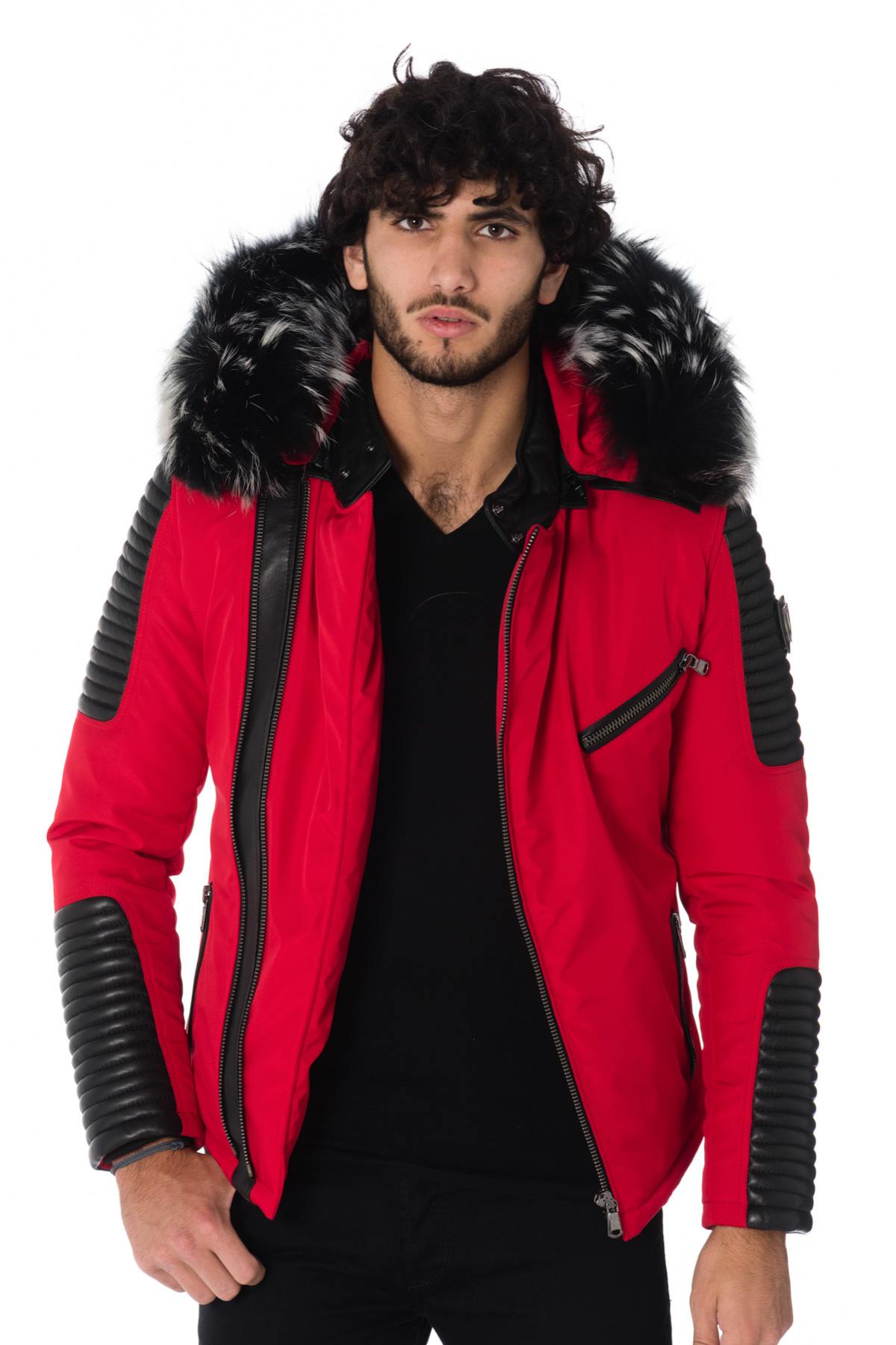 Red and black down jacket with silver Ventiuno collar - Image n°3