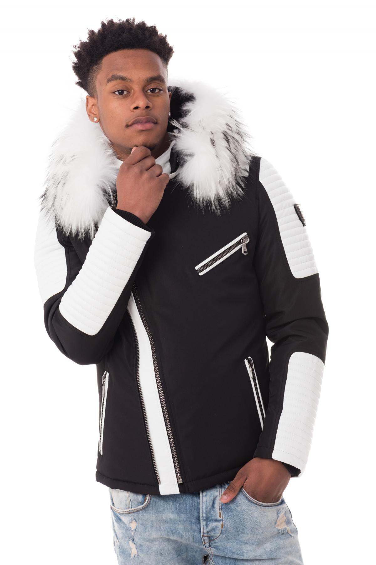  Men's black/white jacket with white collar - Image n°3