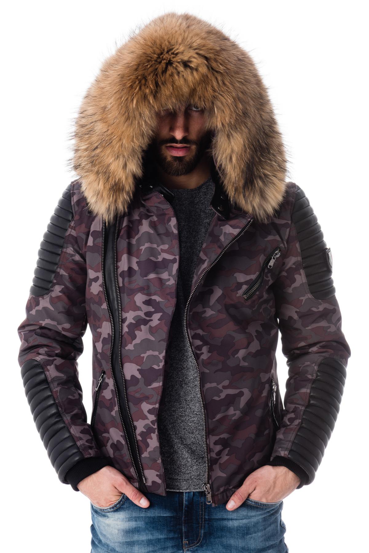 Camouflage furry down jacket - Image n°3