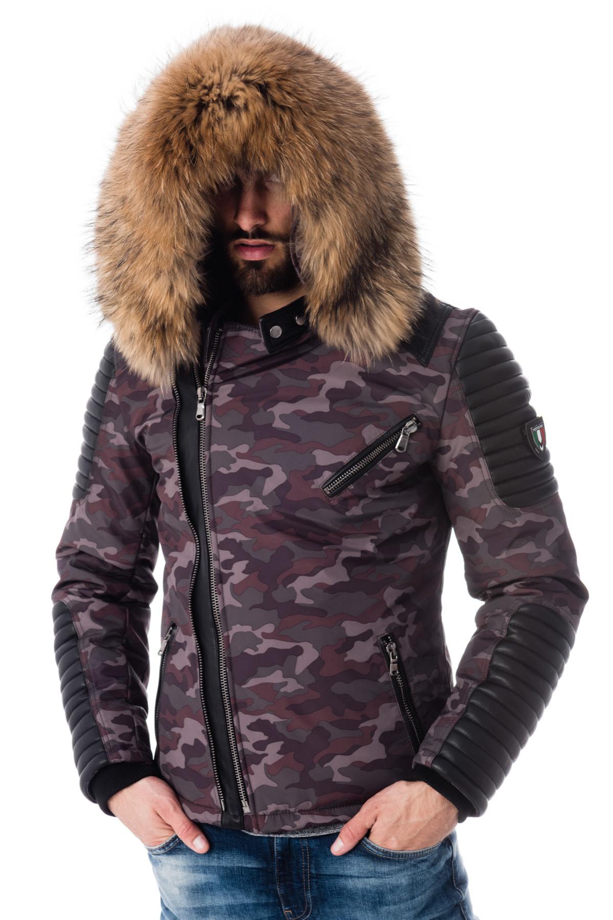 Camouflage furry down jacket - Image n°4