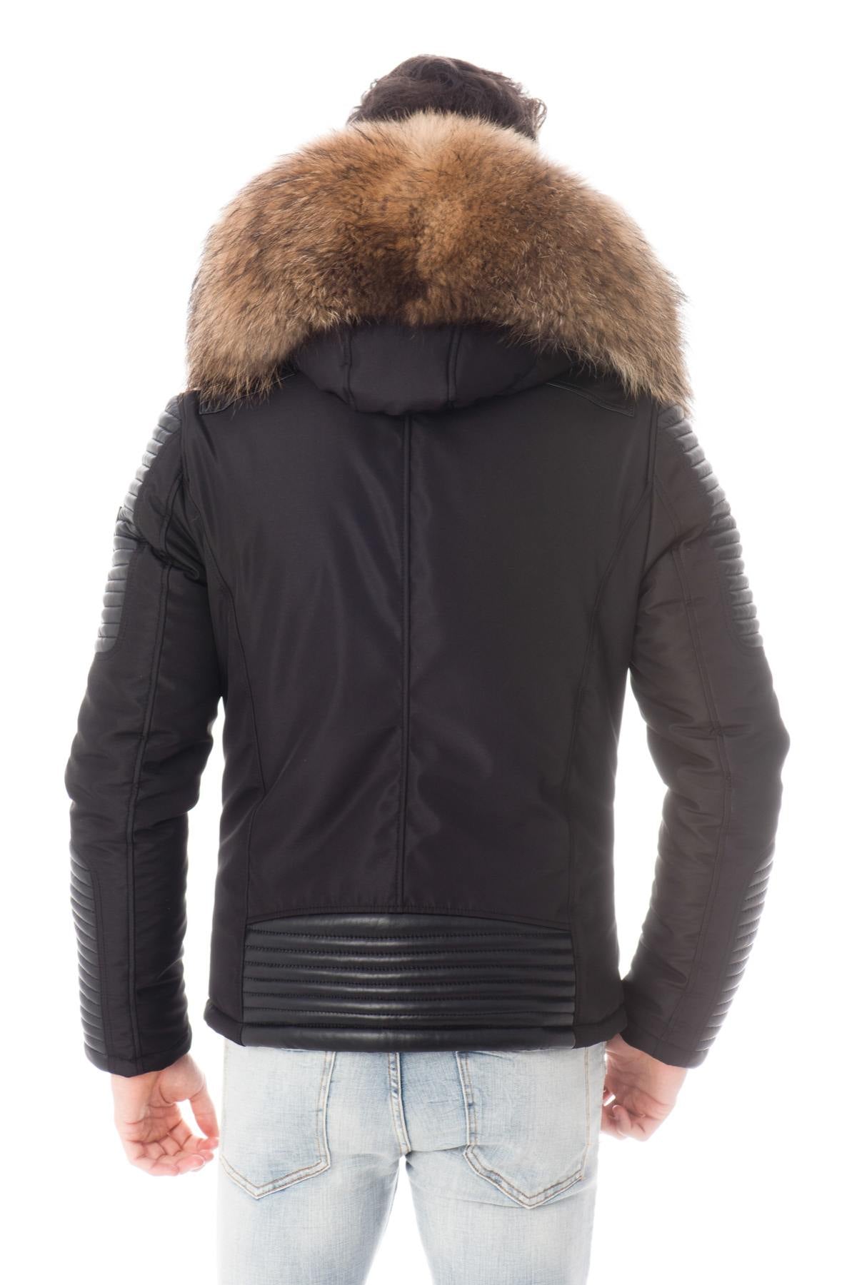 Men's Ventiuno Black down jacket with raccoon fur - Image n°6