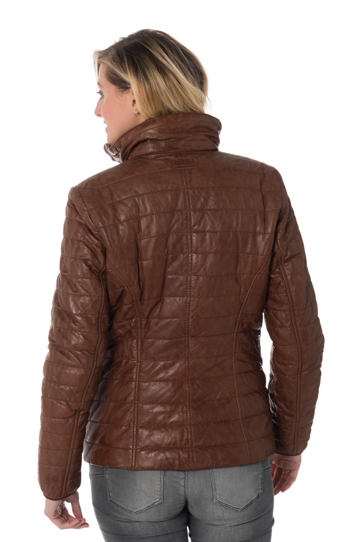 Women's fitted cognac down jacket - Image n°5