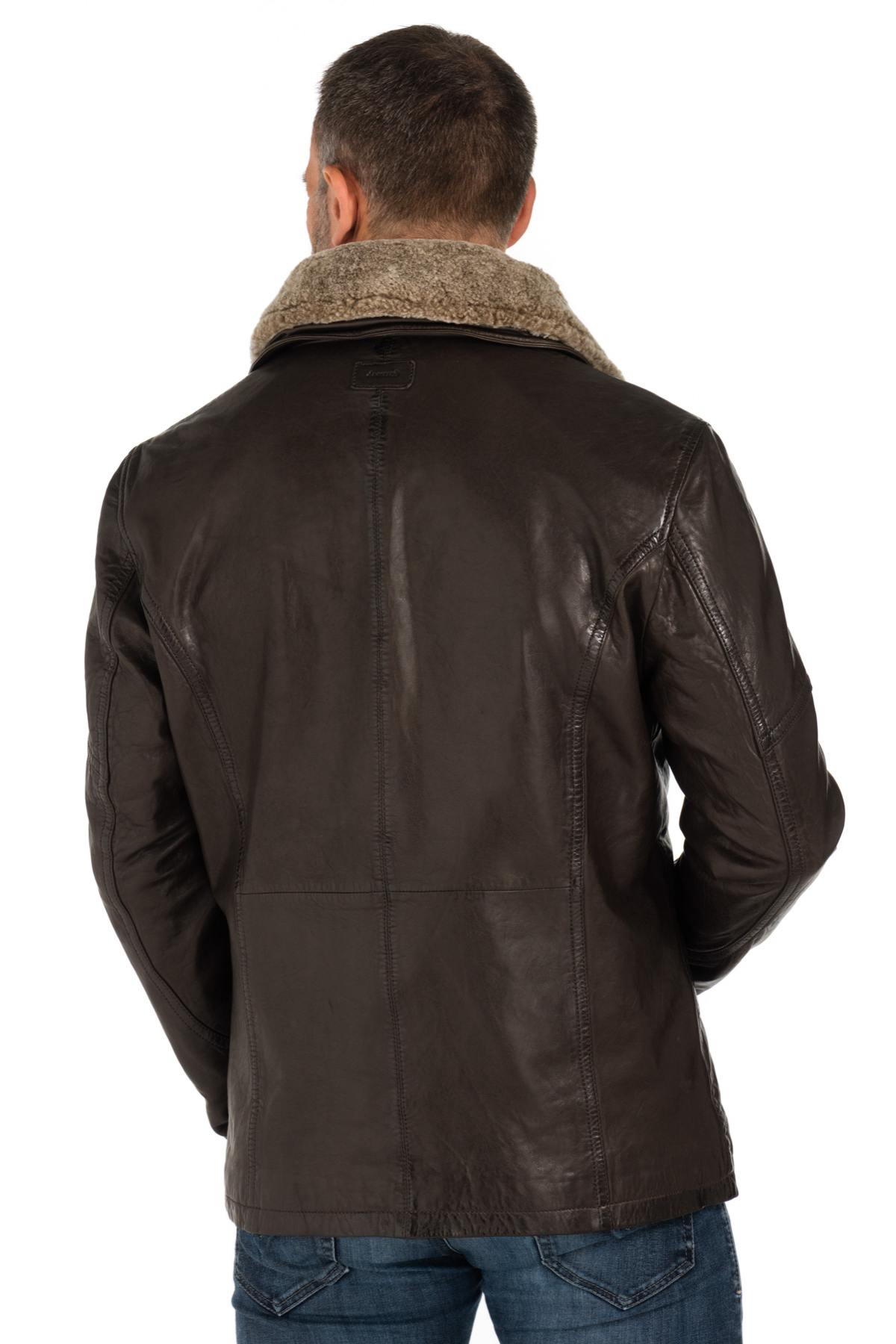  Men's sheepskin leather jacket with lambswool collar - Image n°7