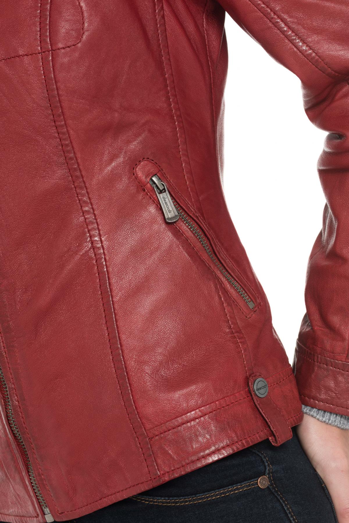 Women's red sheepskin leather jacket - Image n°8