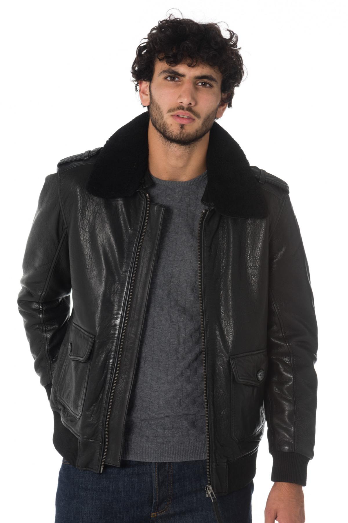 Men's black lambskin aviator - Image n°3