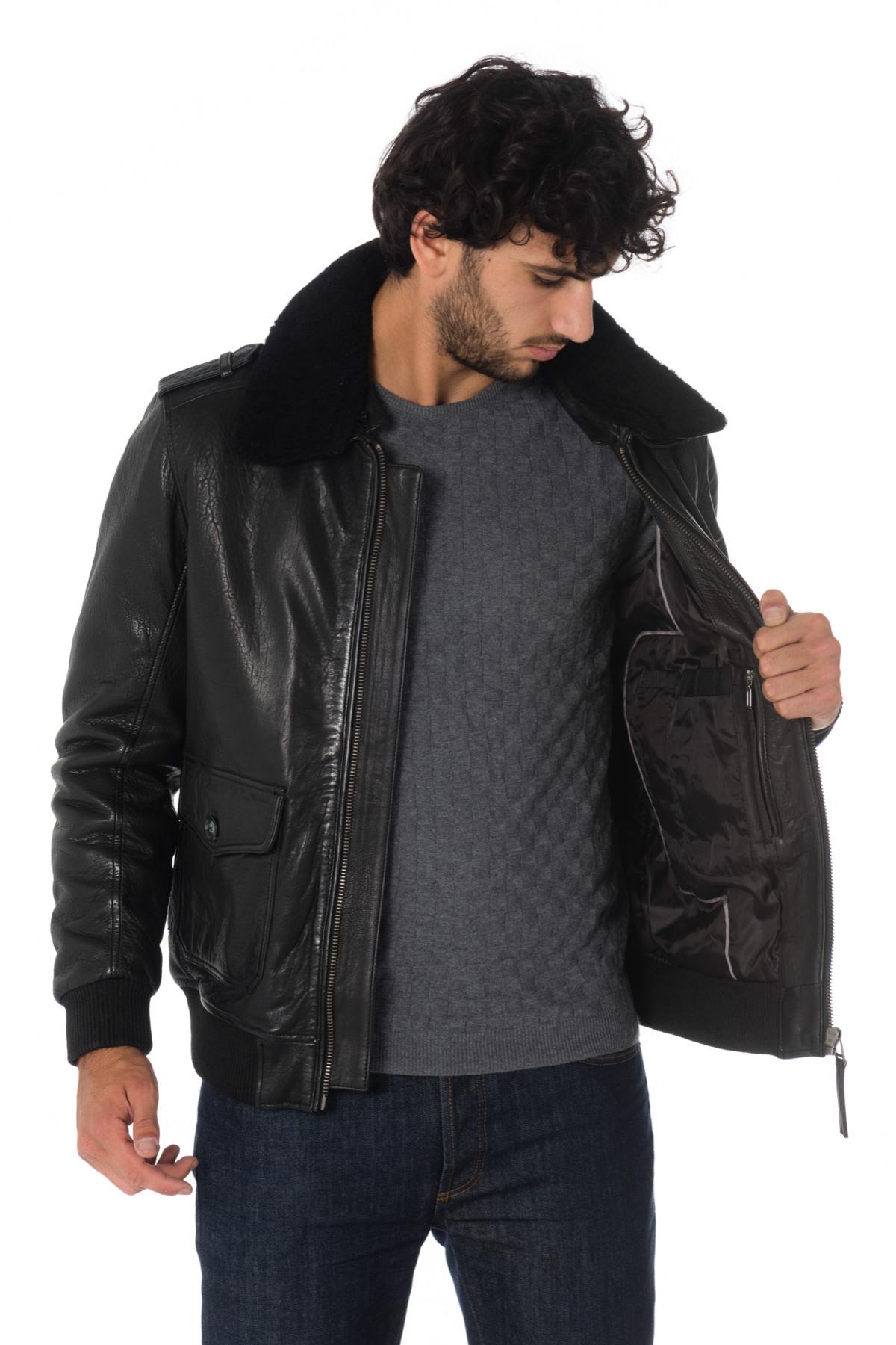 Men's black lambskin aviator - Image n°6