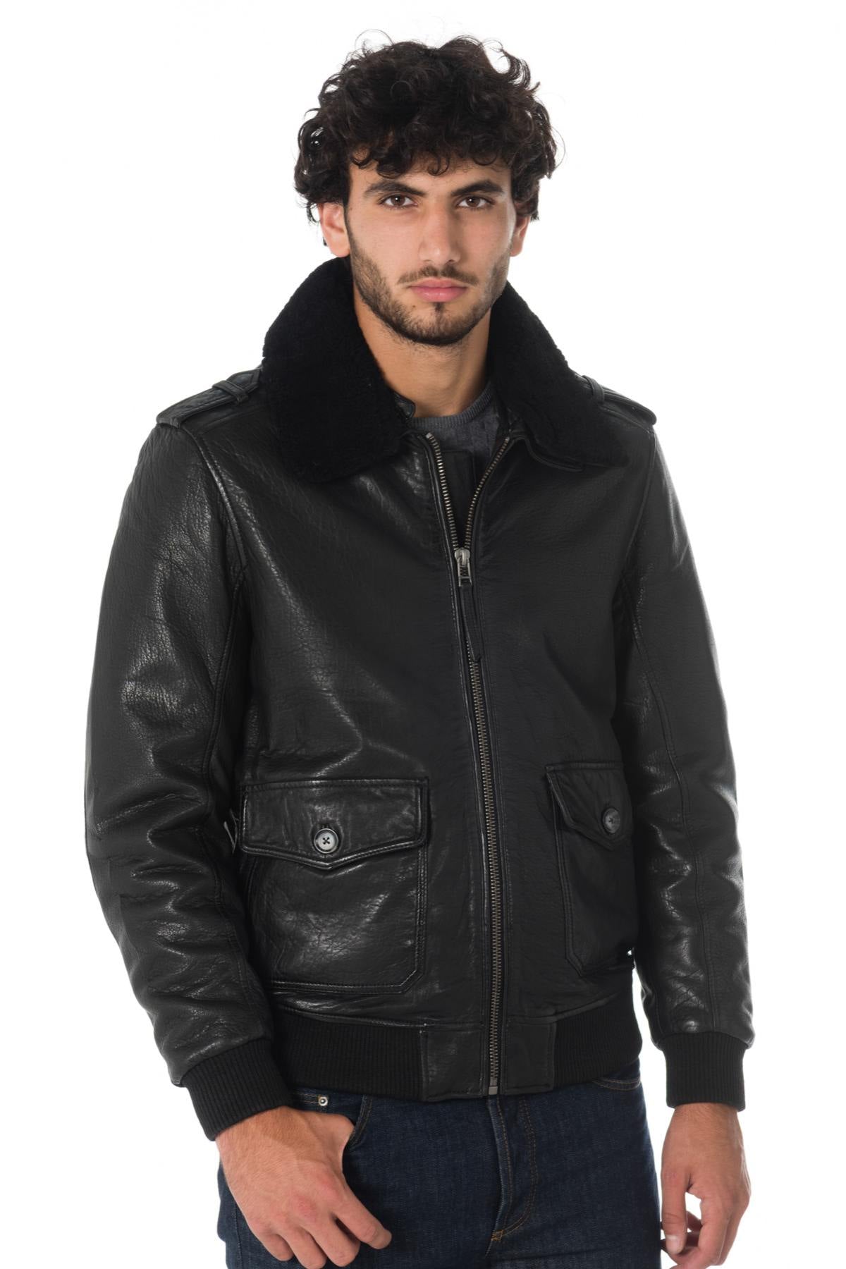 Men's black lambskin aviator - Image n°4