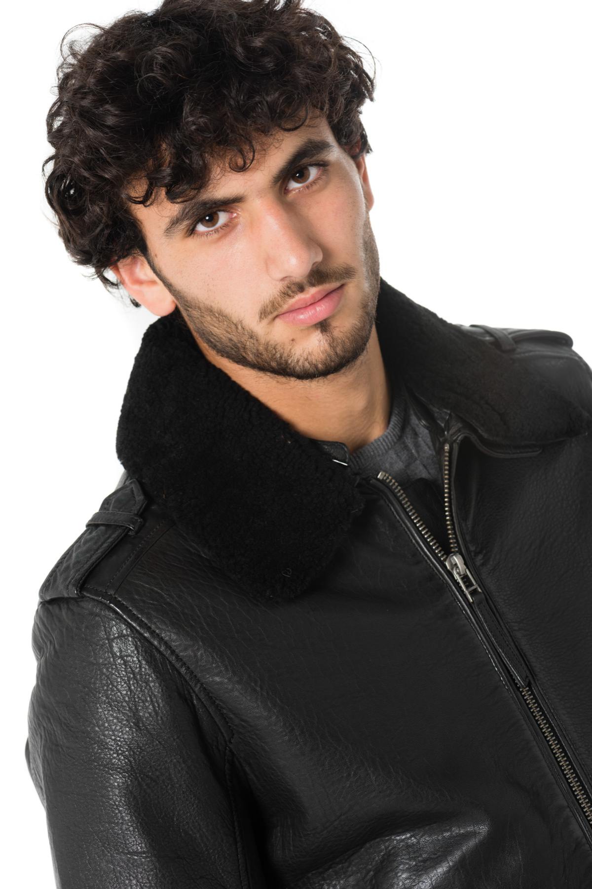 Men's black lambskin aviator - Image n°8