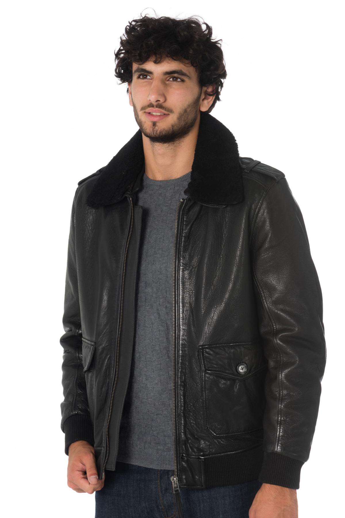 Men's black lambskin aviator - Image n°5