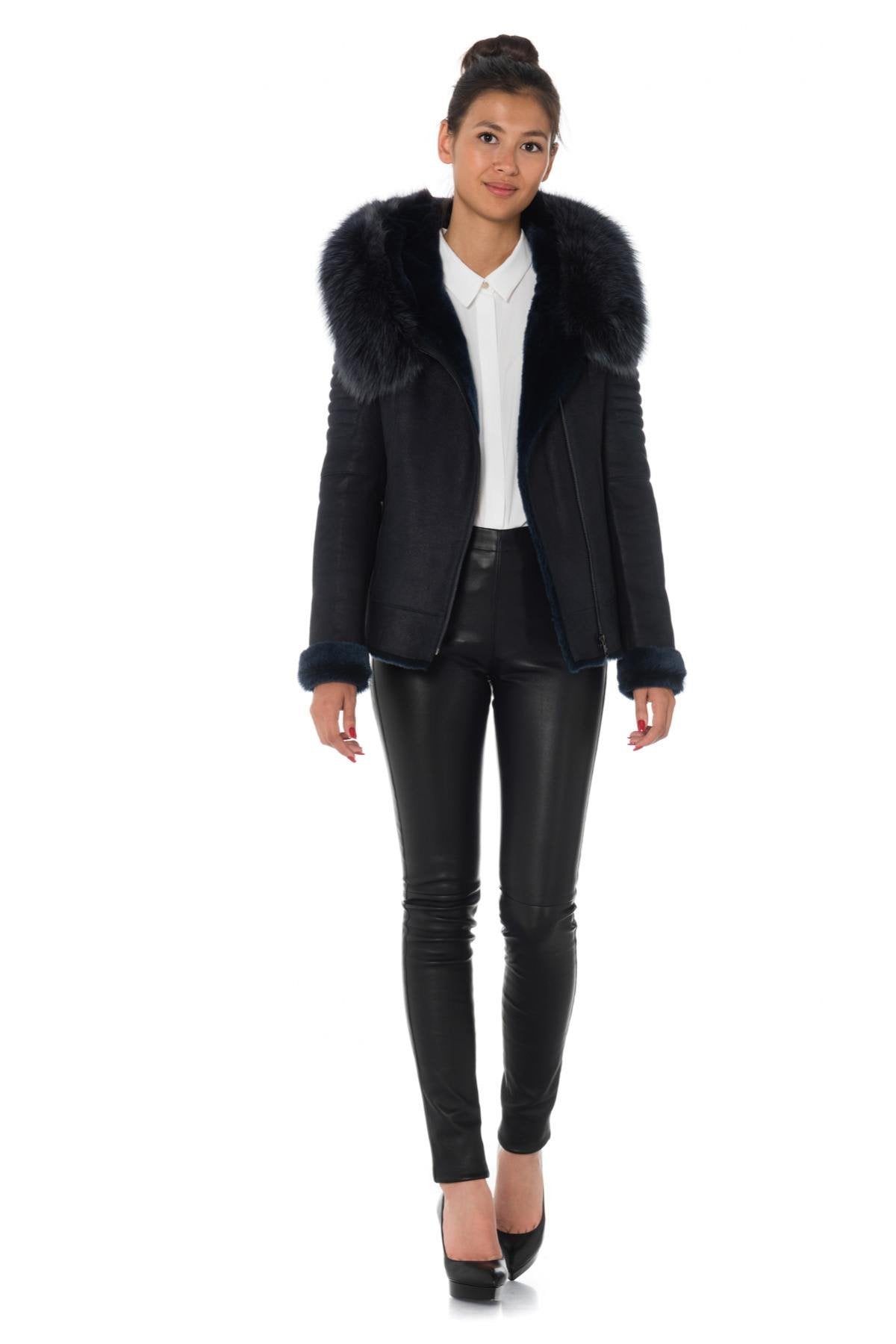 Shearling jacket with blue fox fur - Image n°2