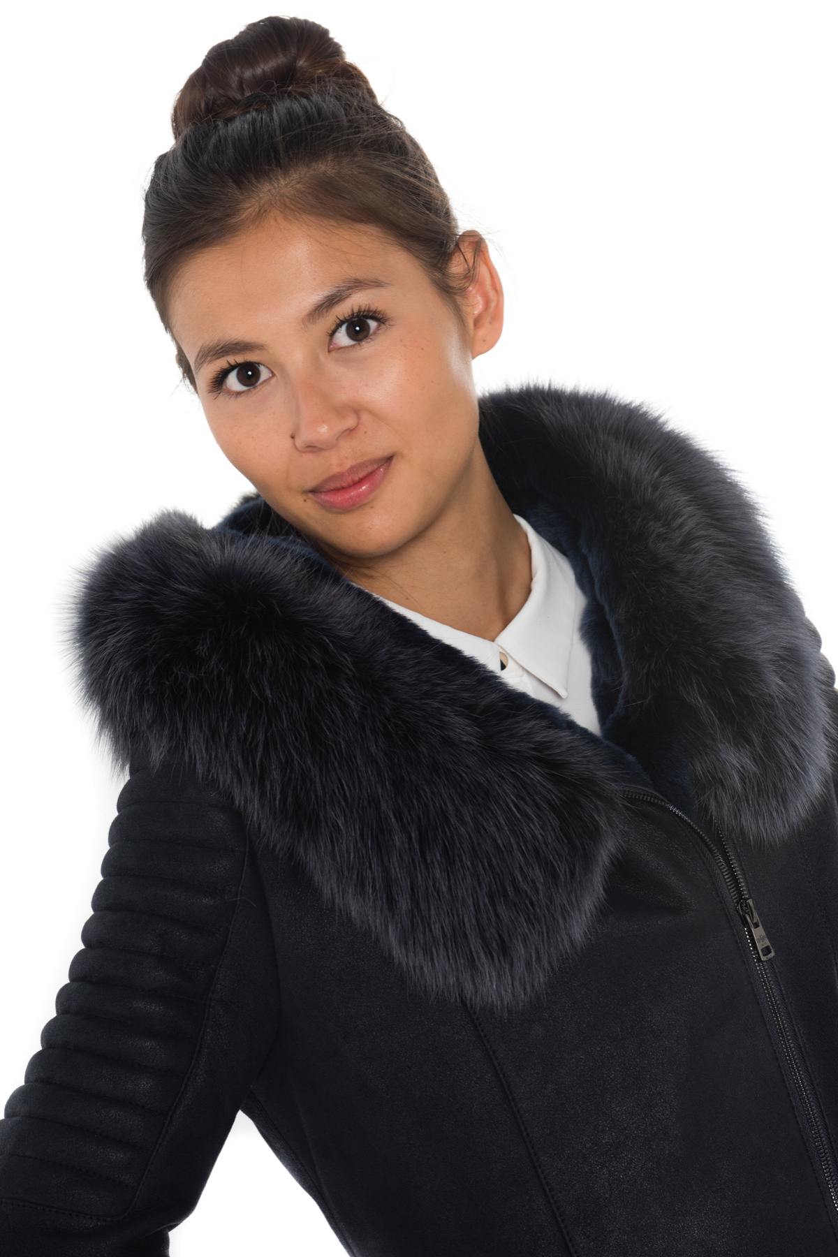 Shearling jacket with blue fox fur - Image n°6