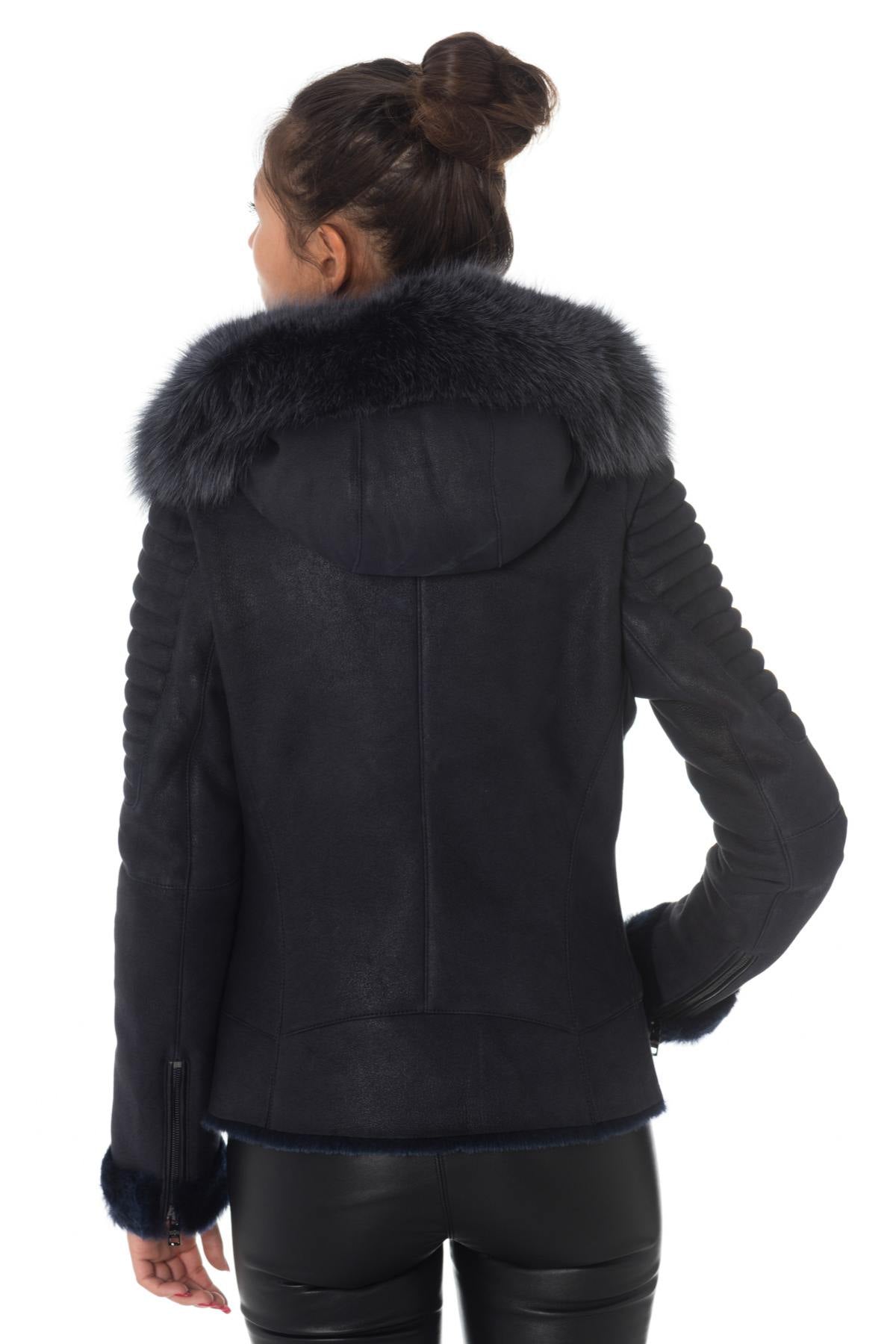 Shearling jacket with blue fox fur - Image n°4