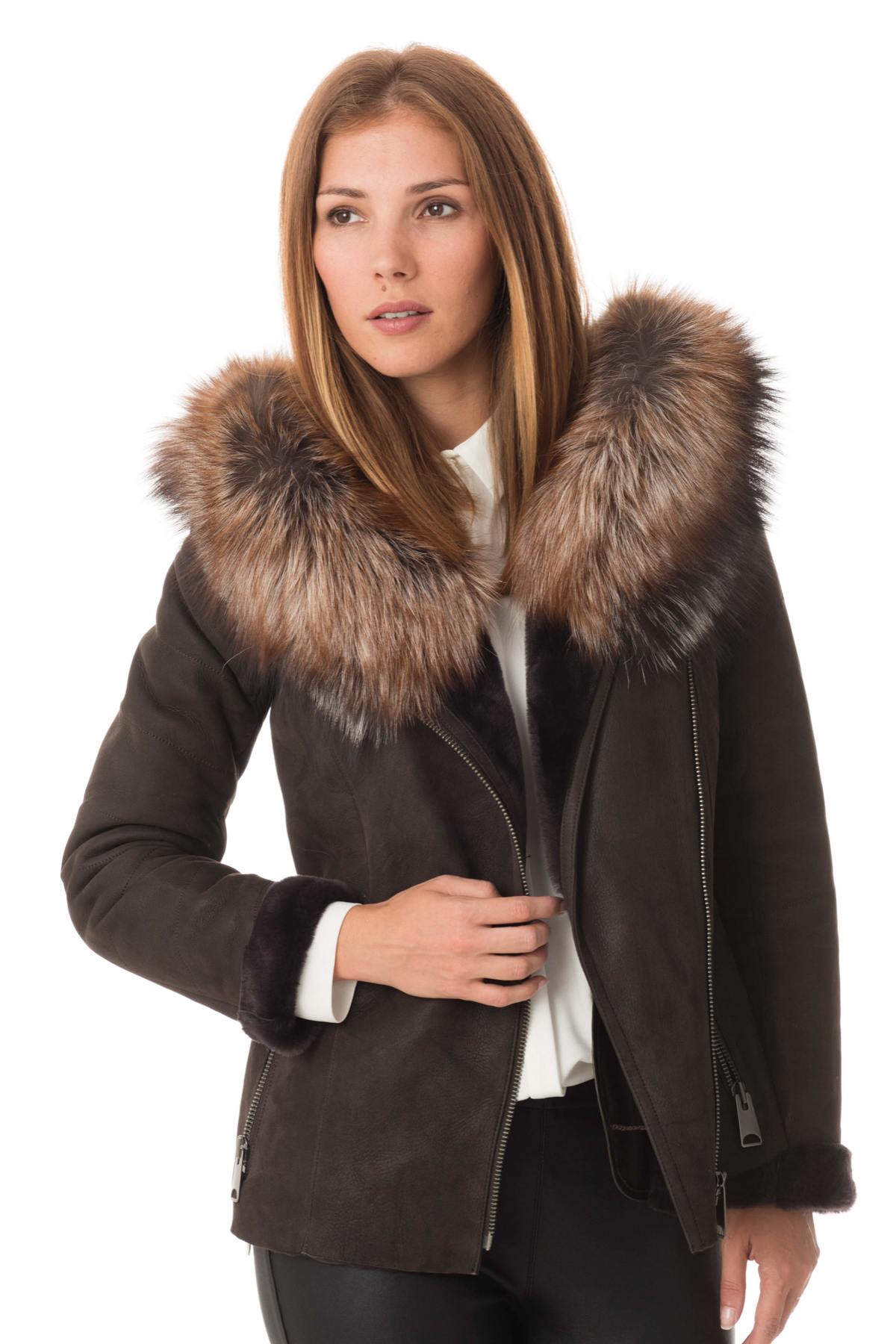 Hooded shearling with fox fur - Image n°5