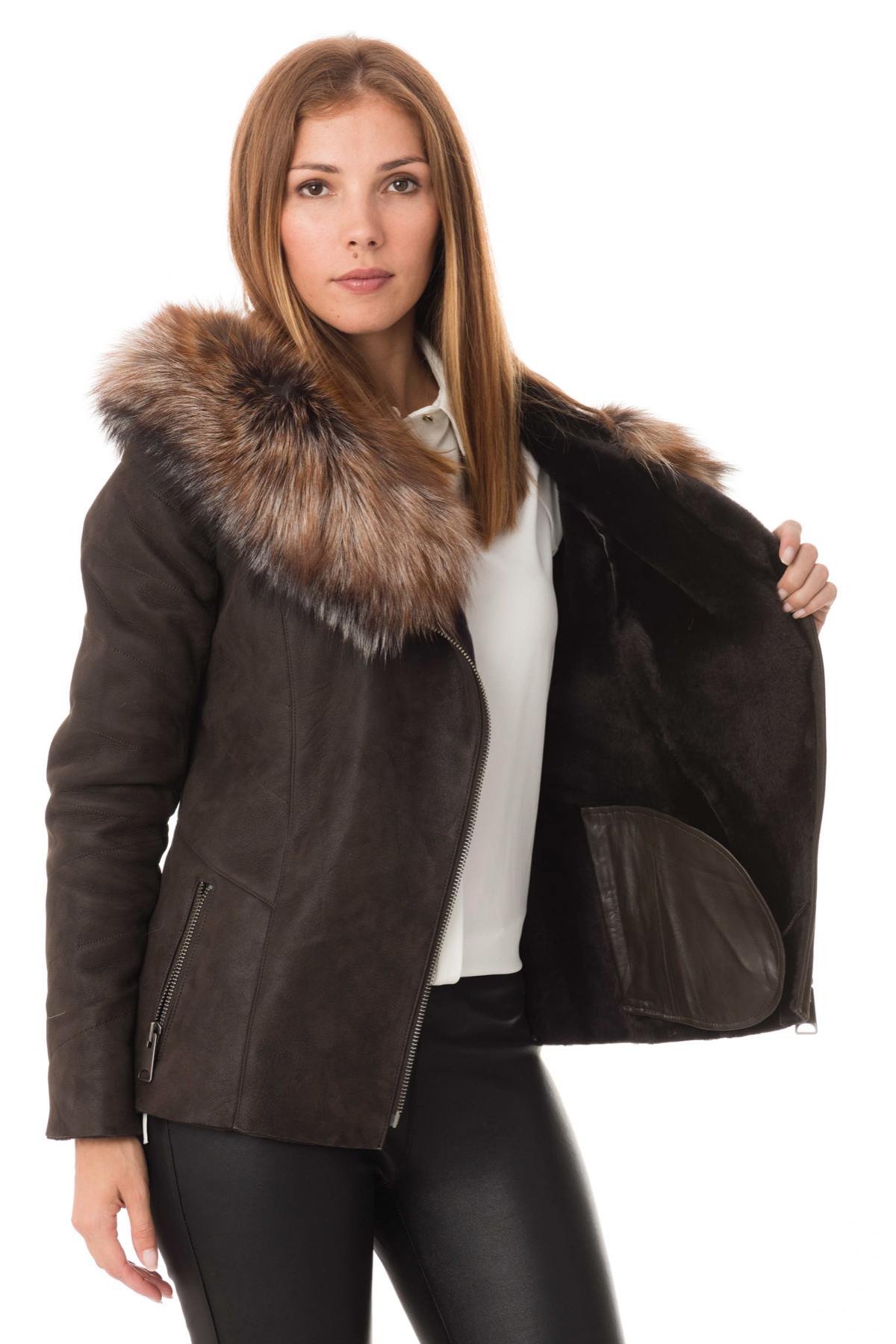 Hooded shearling with fox fur - Image n°6