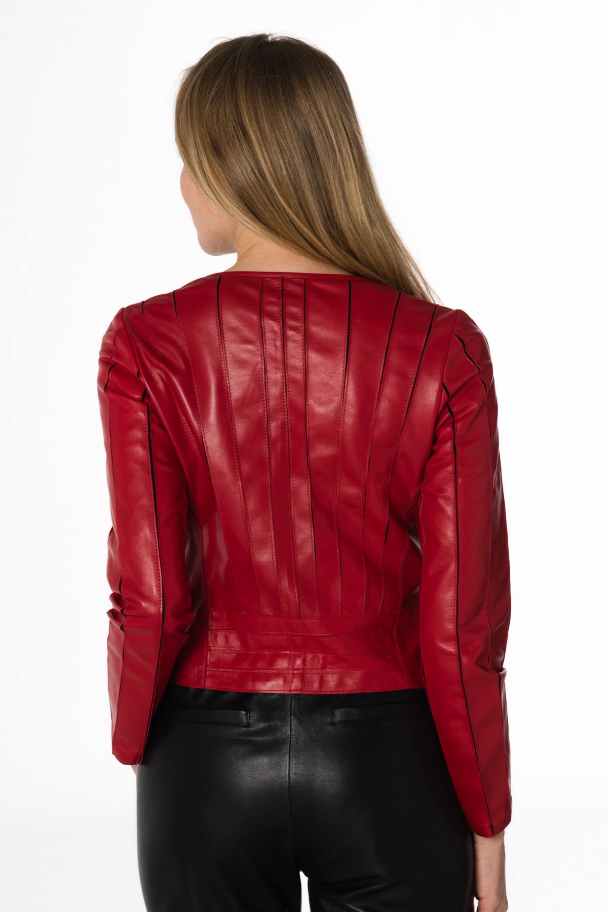 Chic red leather jacket - Image n°4