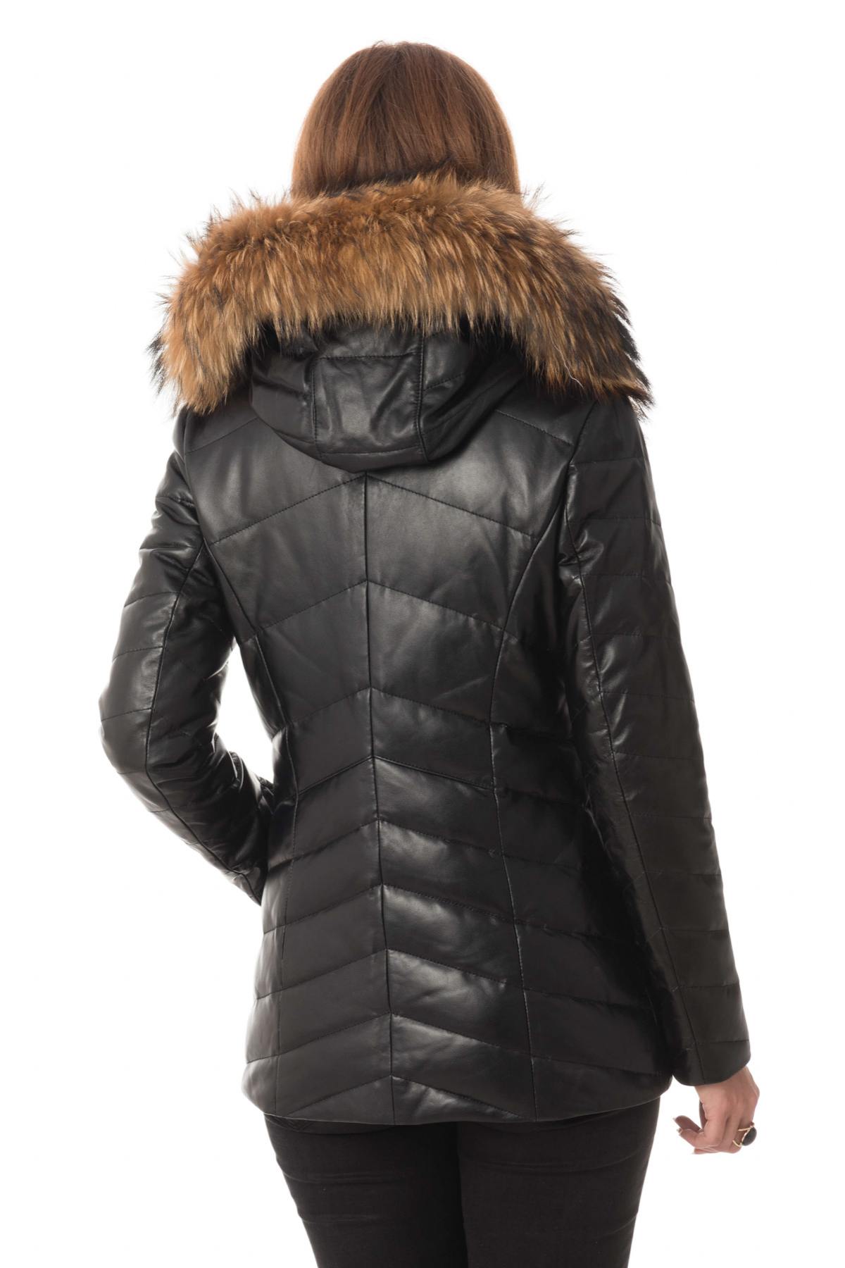  Black down jacket with raccoon fur - Image n°4