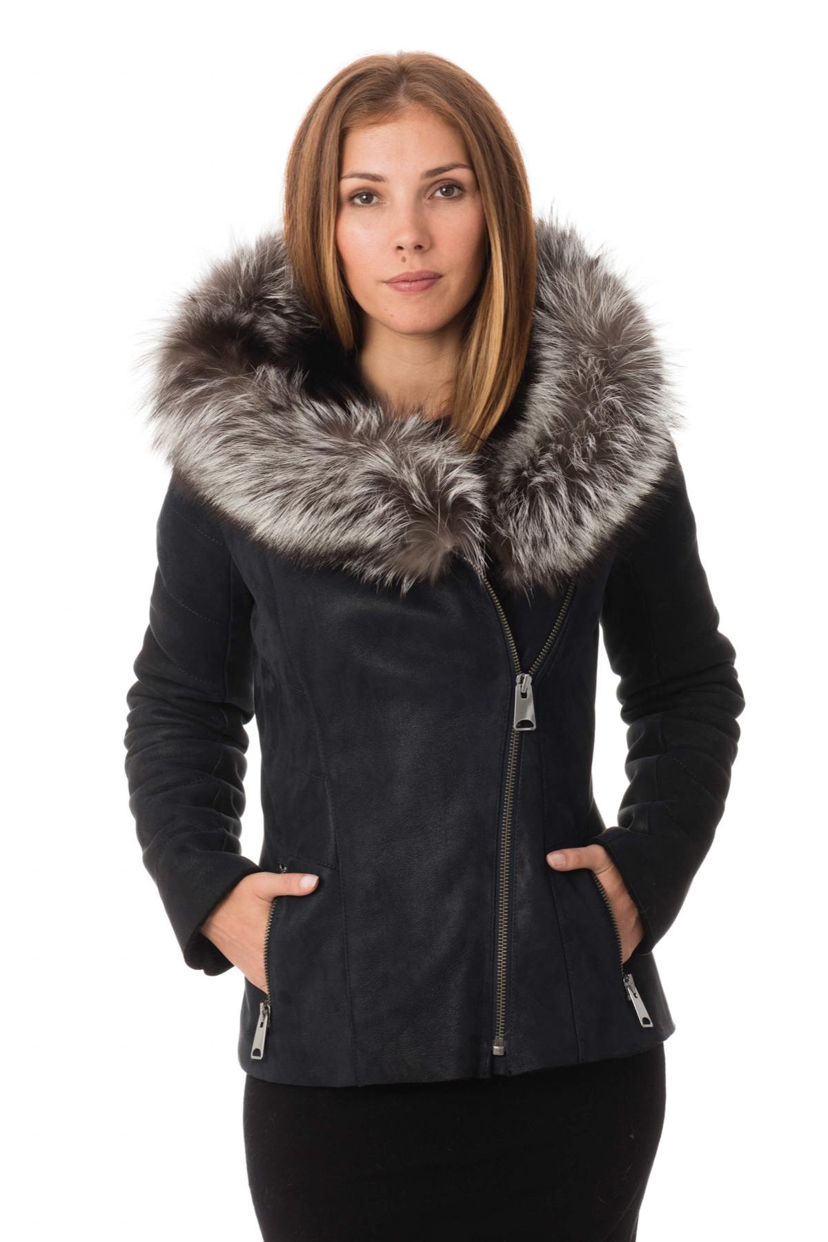 Hooded shearling with fox fur - Image n°1