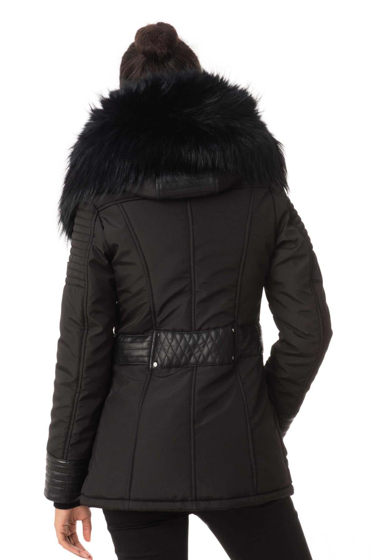 Black down jacket with black collar - Image n°6