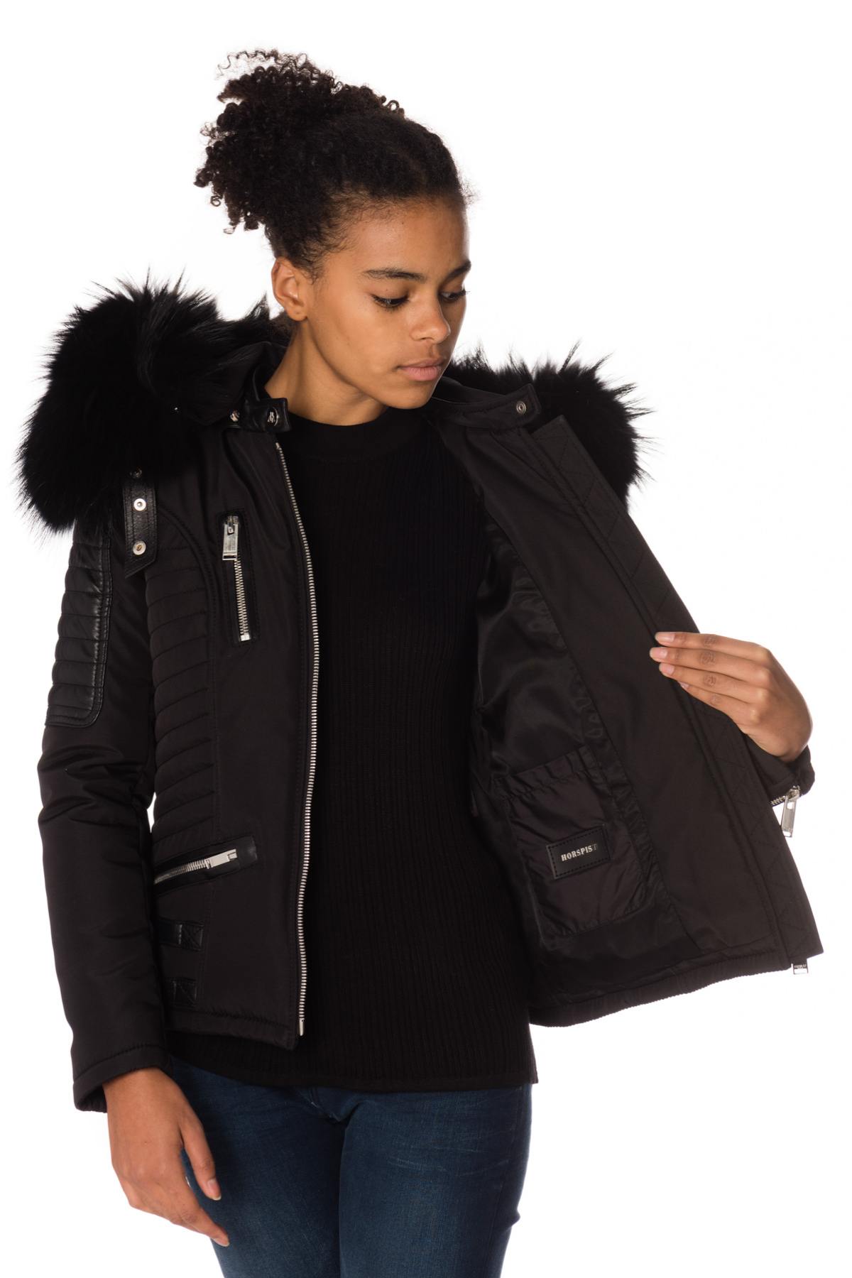 Horspist women's black down jacket with black collar - Image n°4