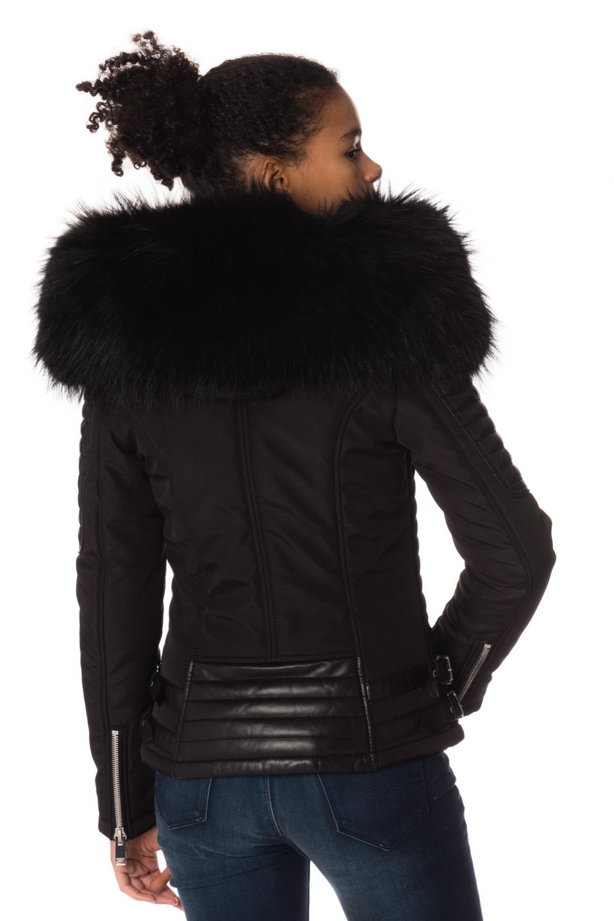 Horspist women's black down jacket with black collar - Image n°5