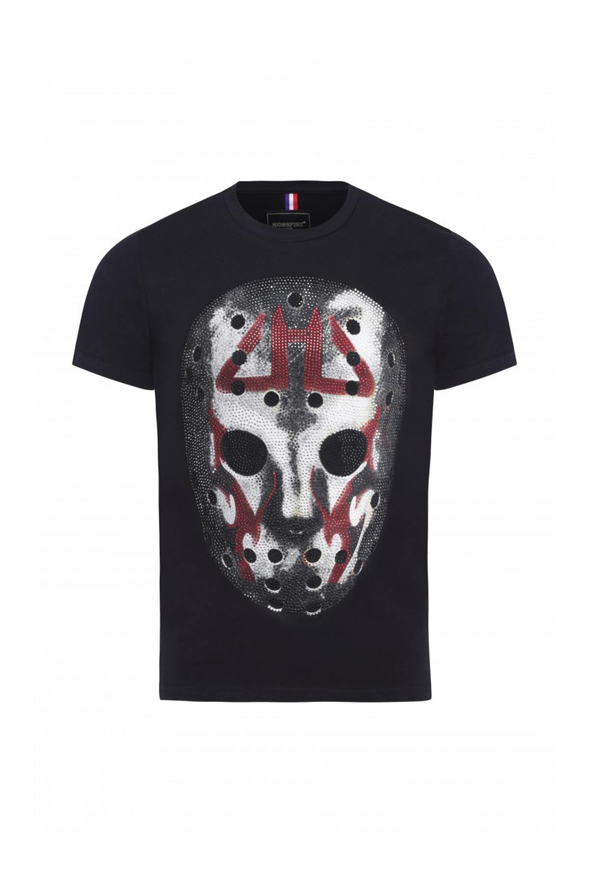 Men's black t-shirt with rhinestones - Image n°3