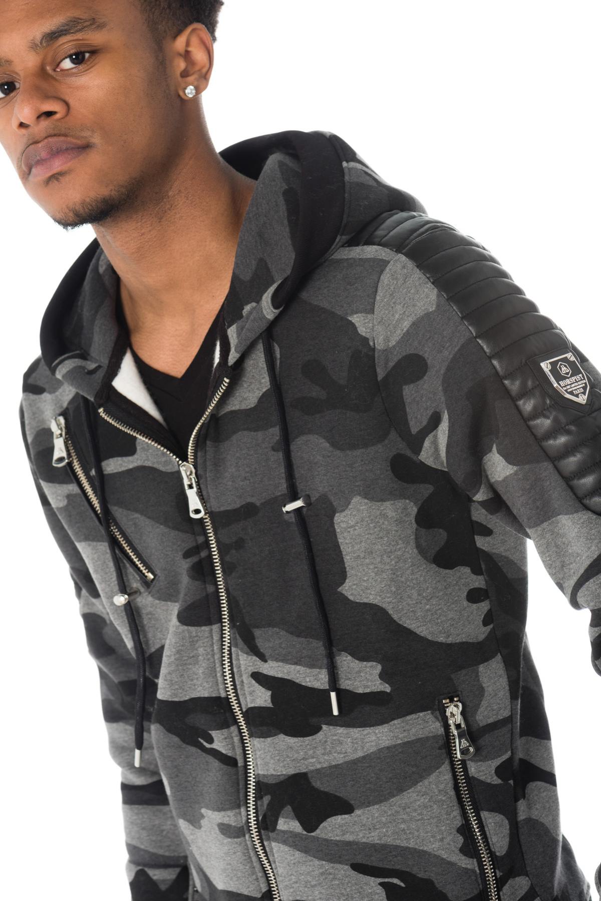 Horspist gray camouflage zipped sweatshirt - Image n°7