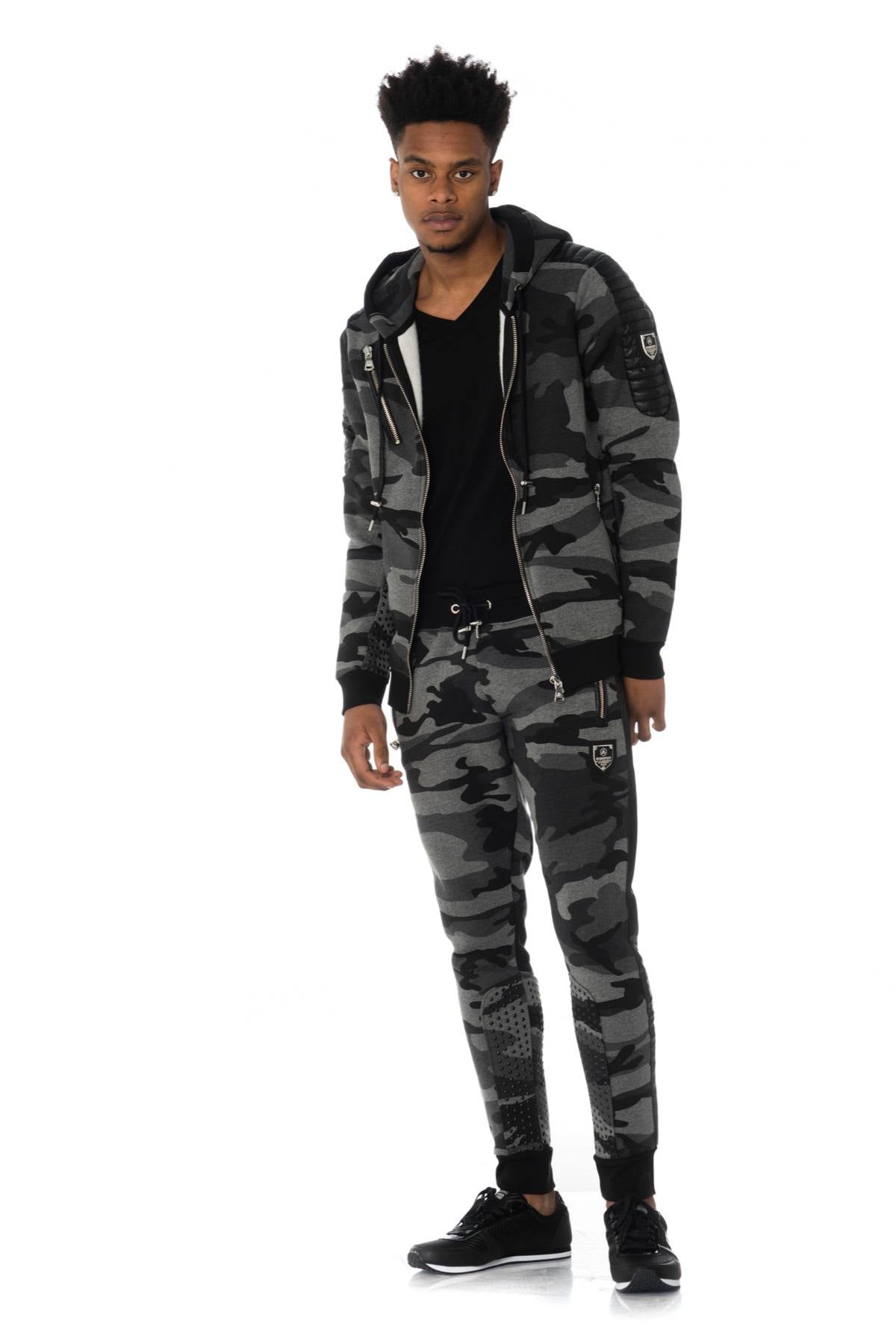 Horspist gray camouflage zipped sweatshirt - Image n°2