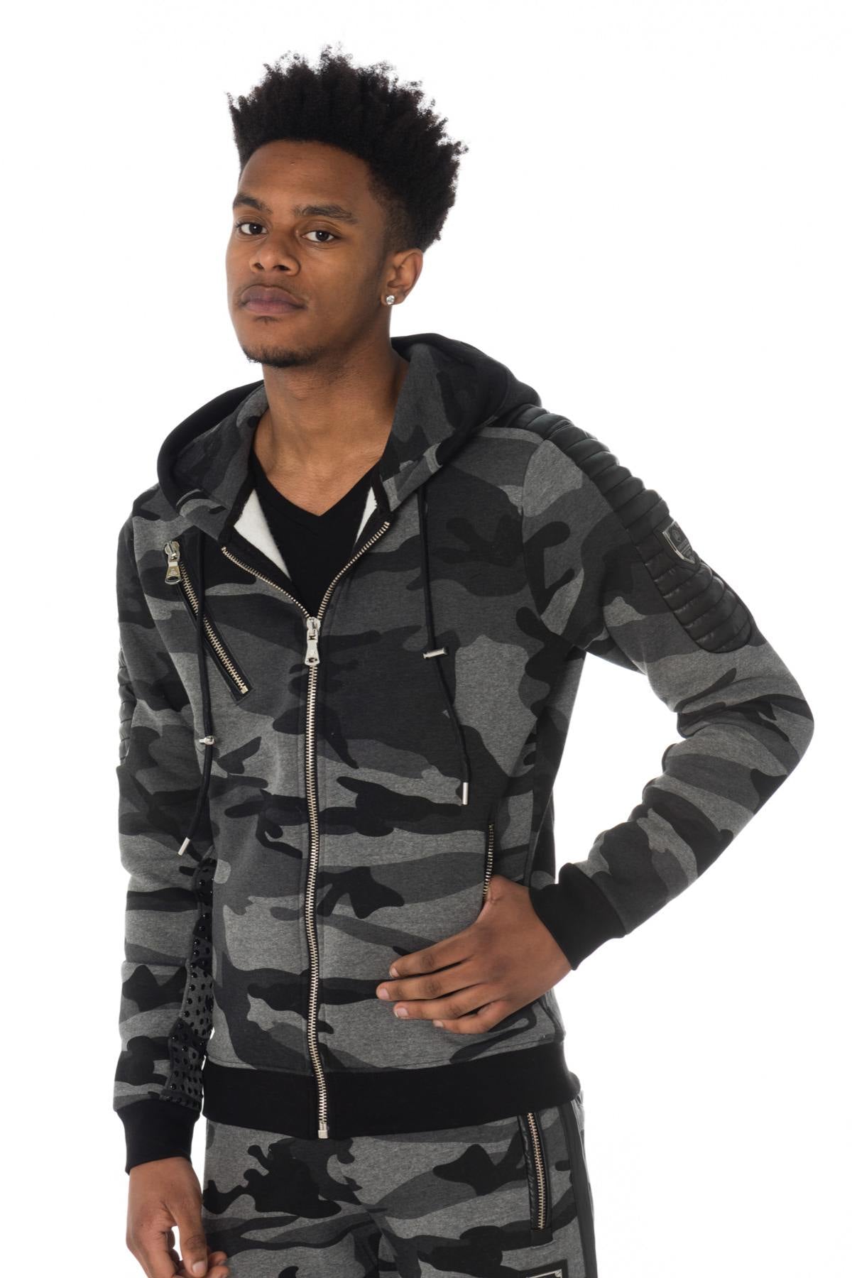 Horspist gray camouflage zipped sweatshirt - Image n°5