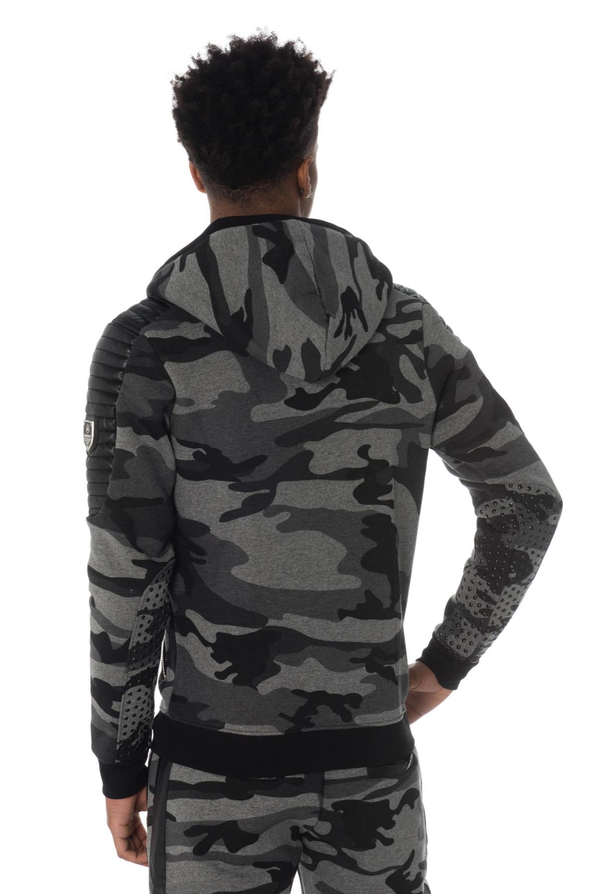 Horspist gray camouflage zipped sweatshirt - Image n°6