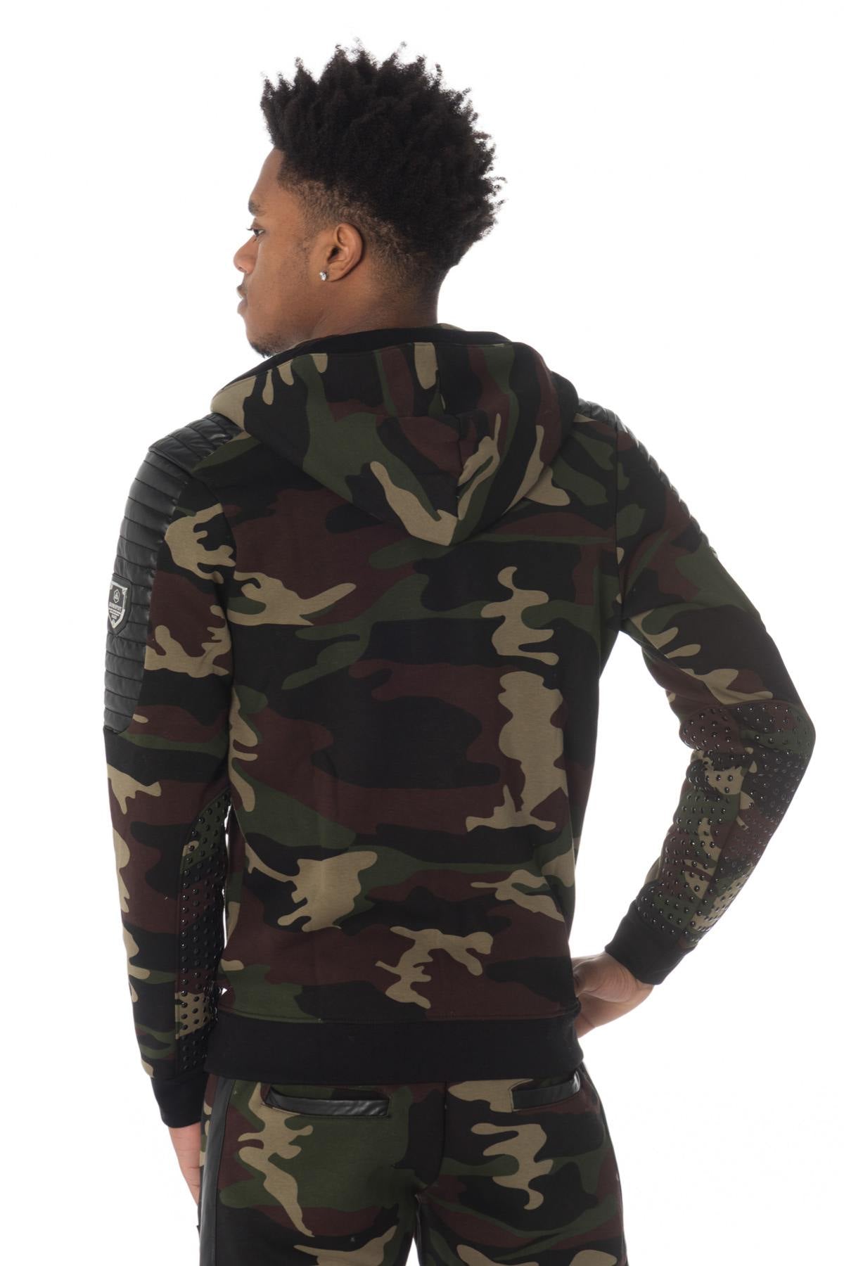 Horspist khaki camouflage print zipped sweatshirt - Image n°5