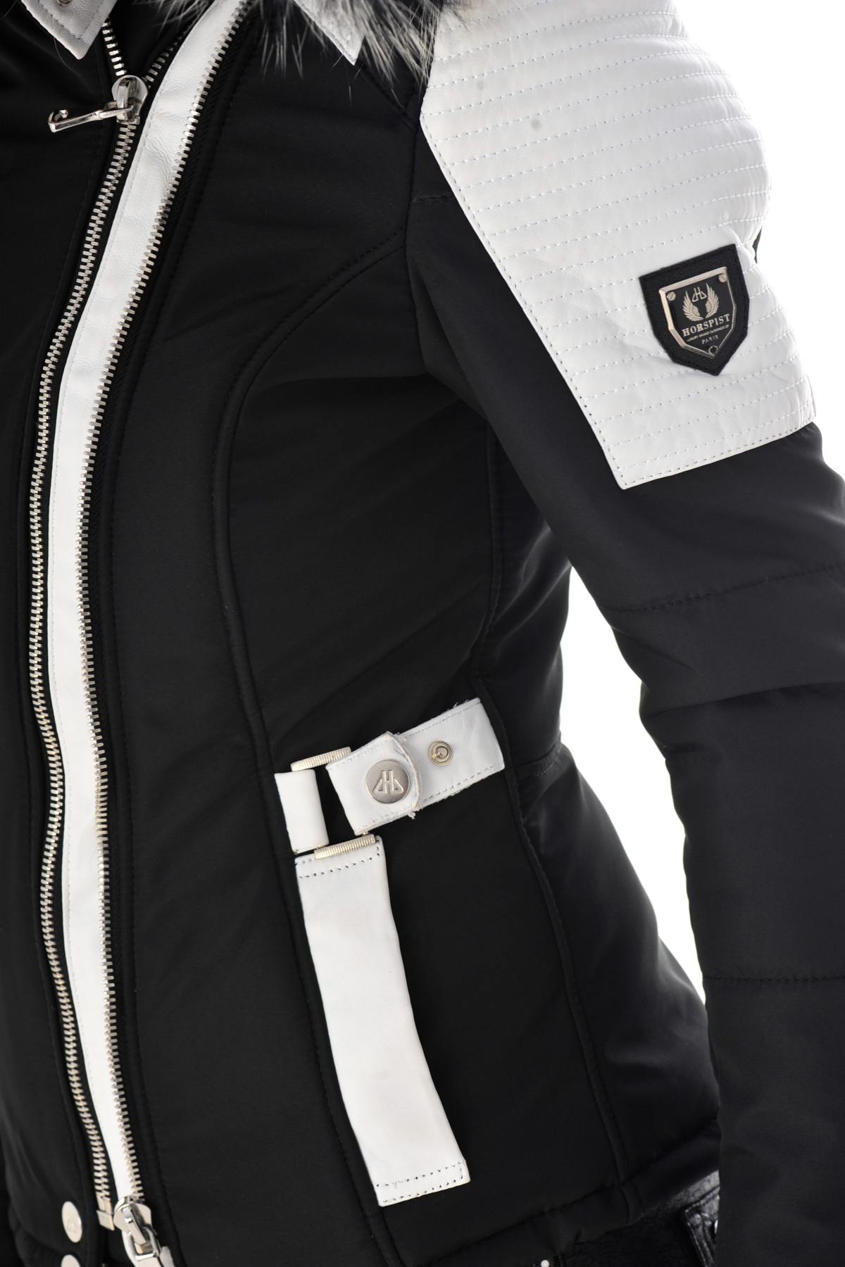 Horspist black and white down jacket with silver fur - Image n°8