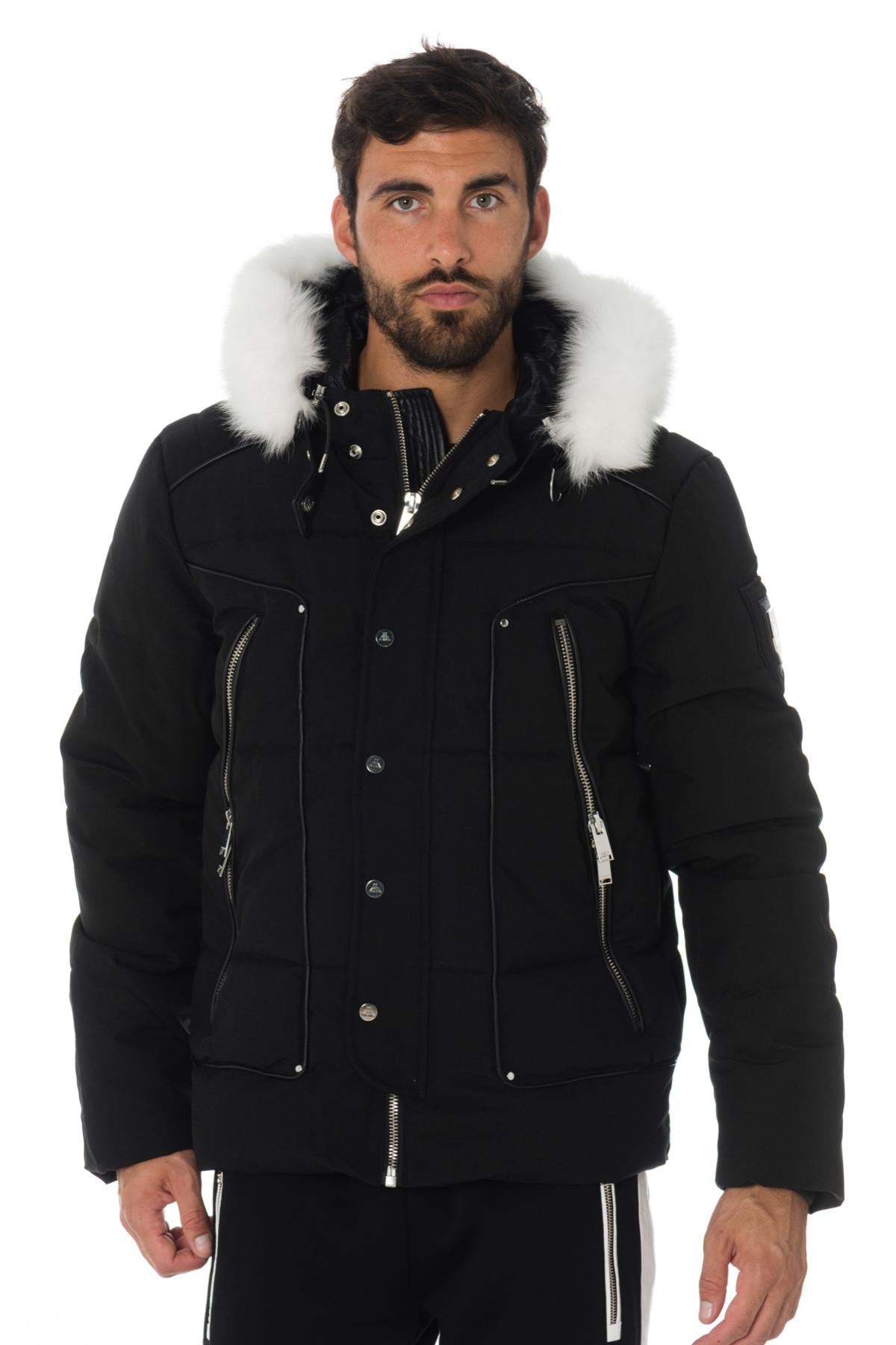 Horspist black down jacket with white fox fur - Image n°8