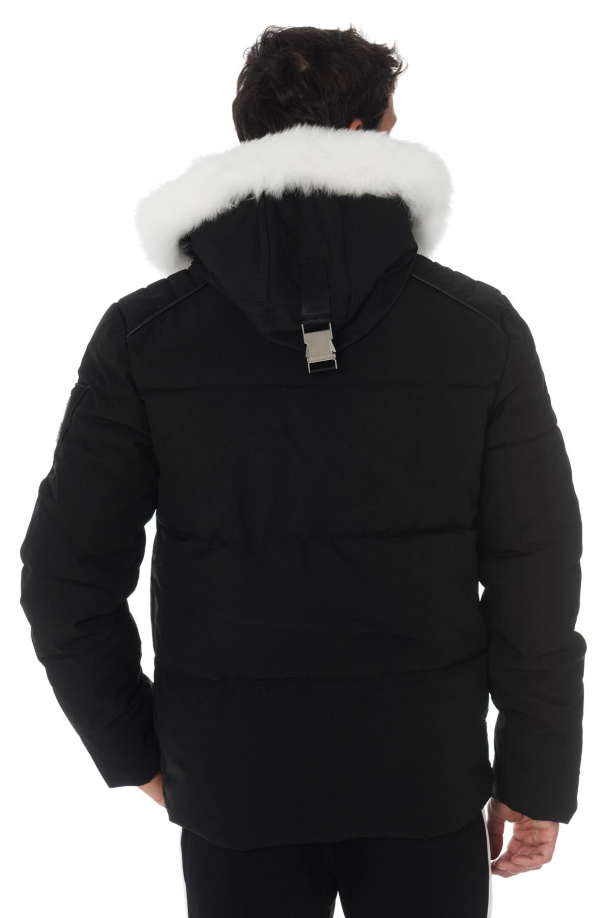 Horspist black down jacket with white fox fur - Image n°7