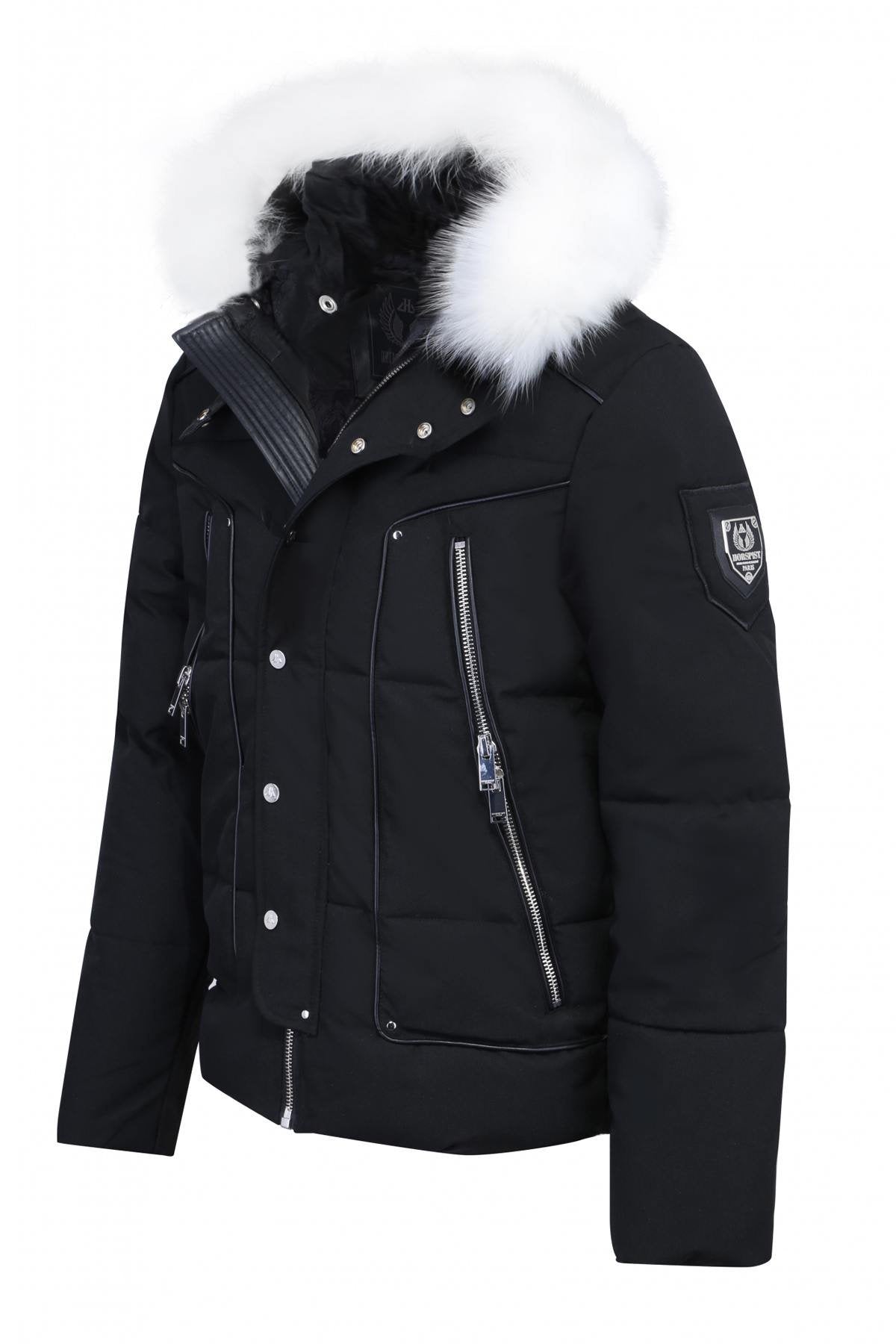 Horspist black down jacket with white fox fur - Image n°9